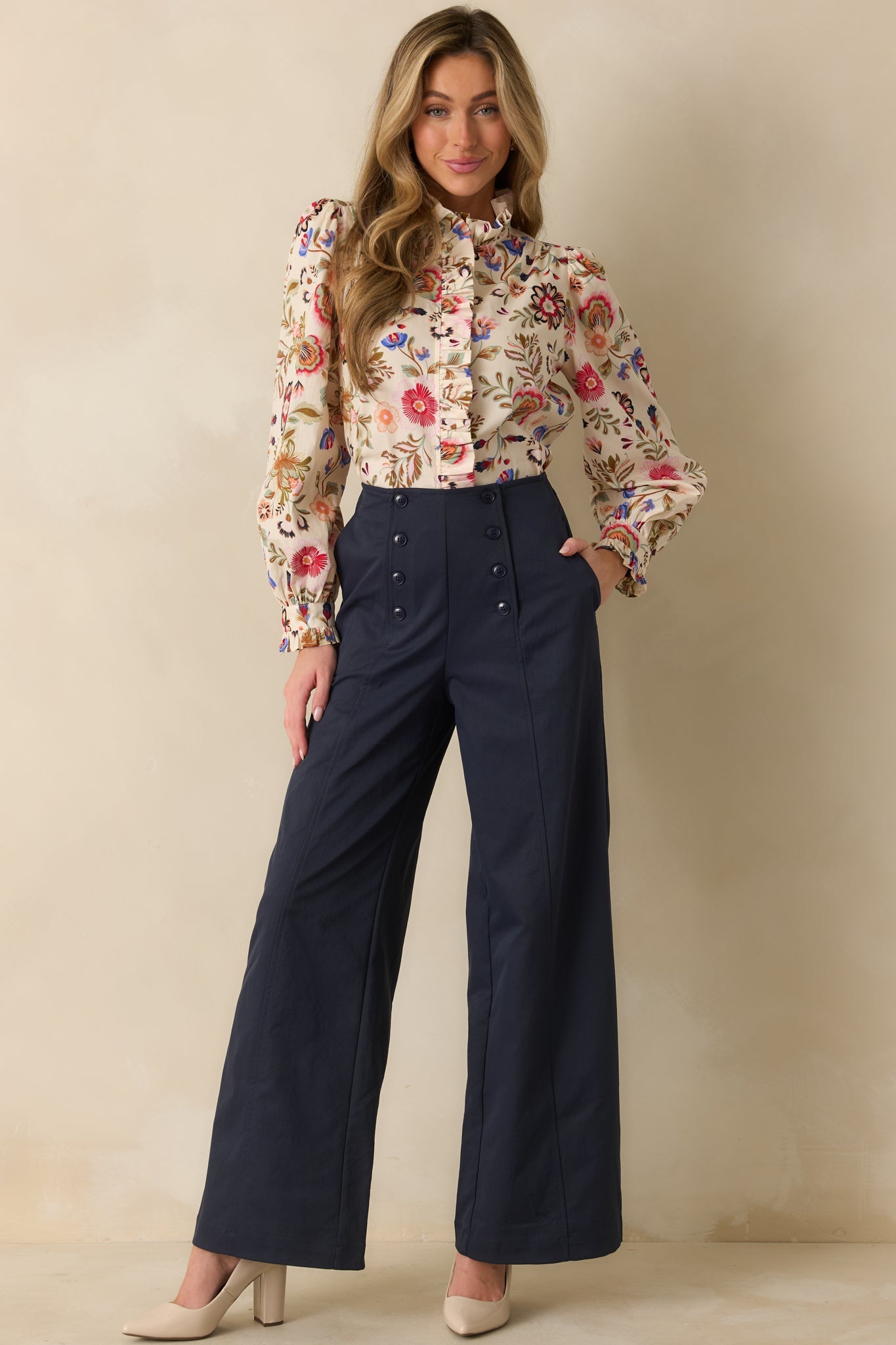 Hit The Mark Navy Wide Leg Pants