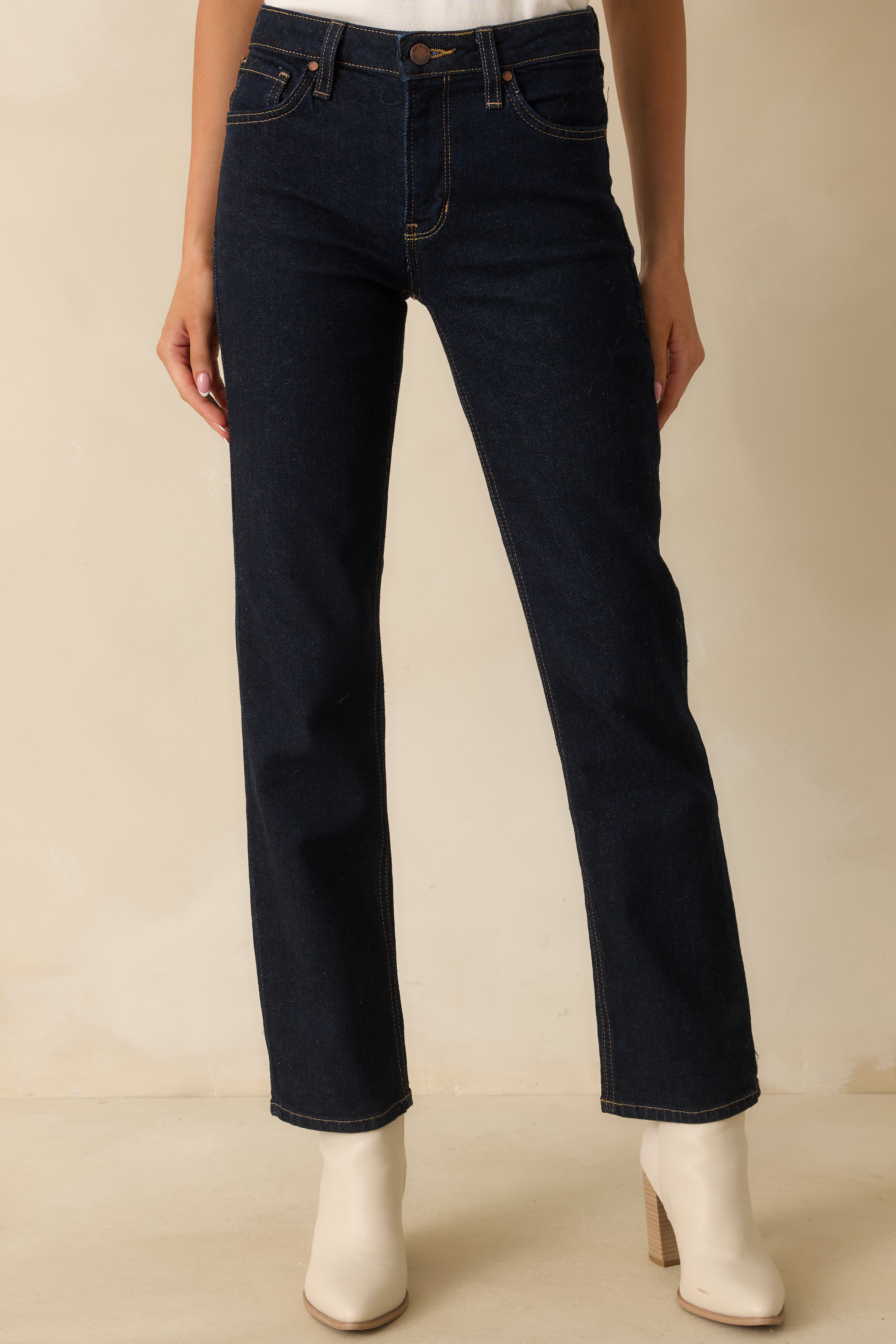 Forever Again Deep Indigo Straight Leg Jeans