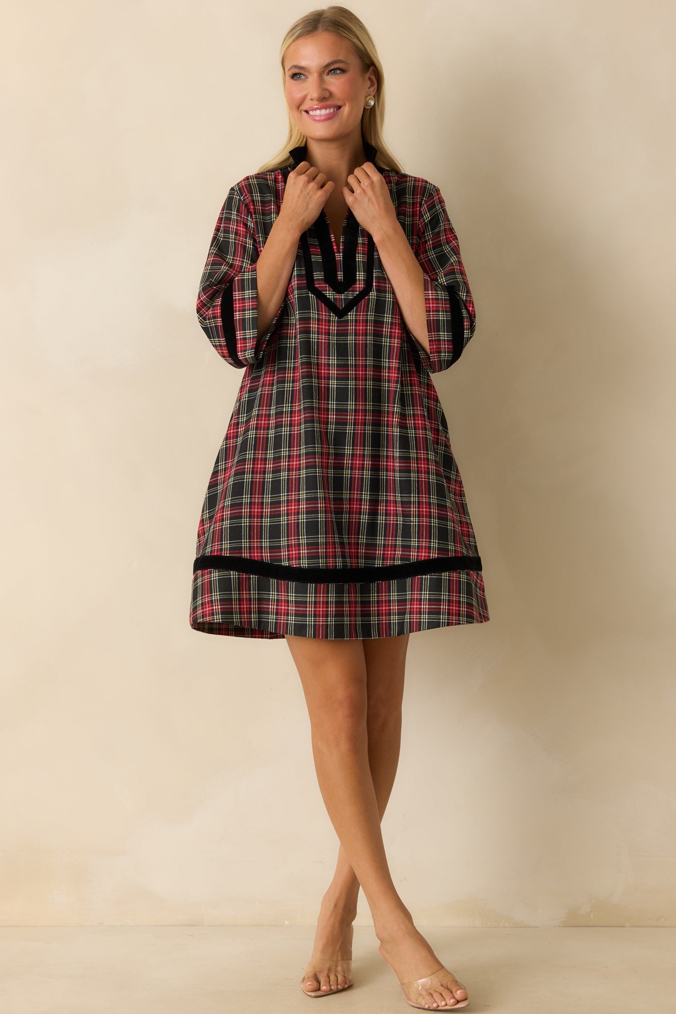 New Traditions Red Plaid Mini Dress