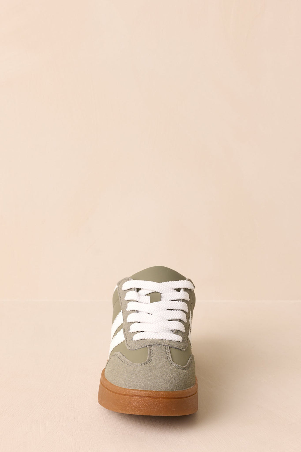 Chasing Chill Light Green Faux Leather and Suede Lace-Up Sneakers