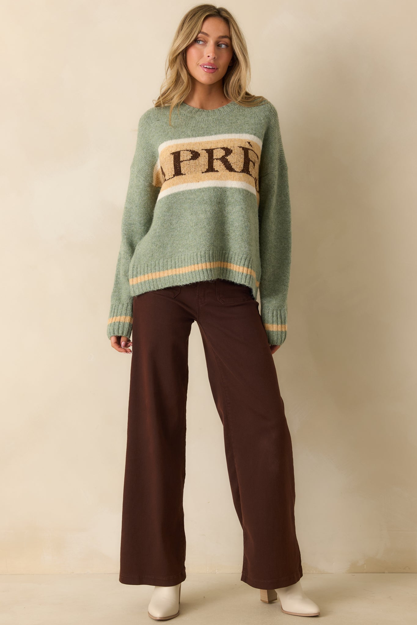 Off the Slopes Sage Green Après Knit Pullover Sweater