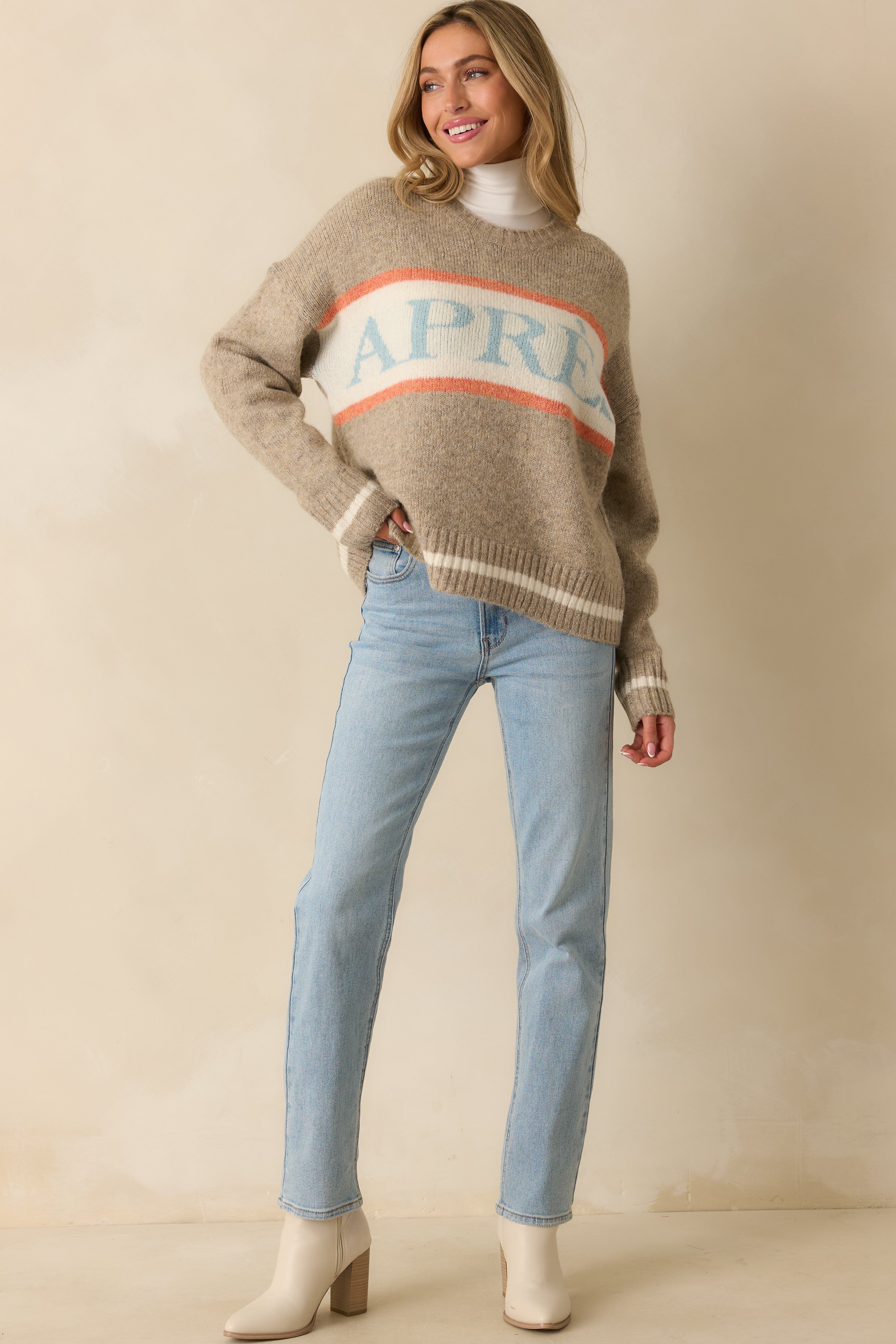 Off the Slopes Taupe Après Knit Pullover Sweater