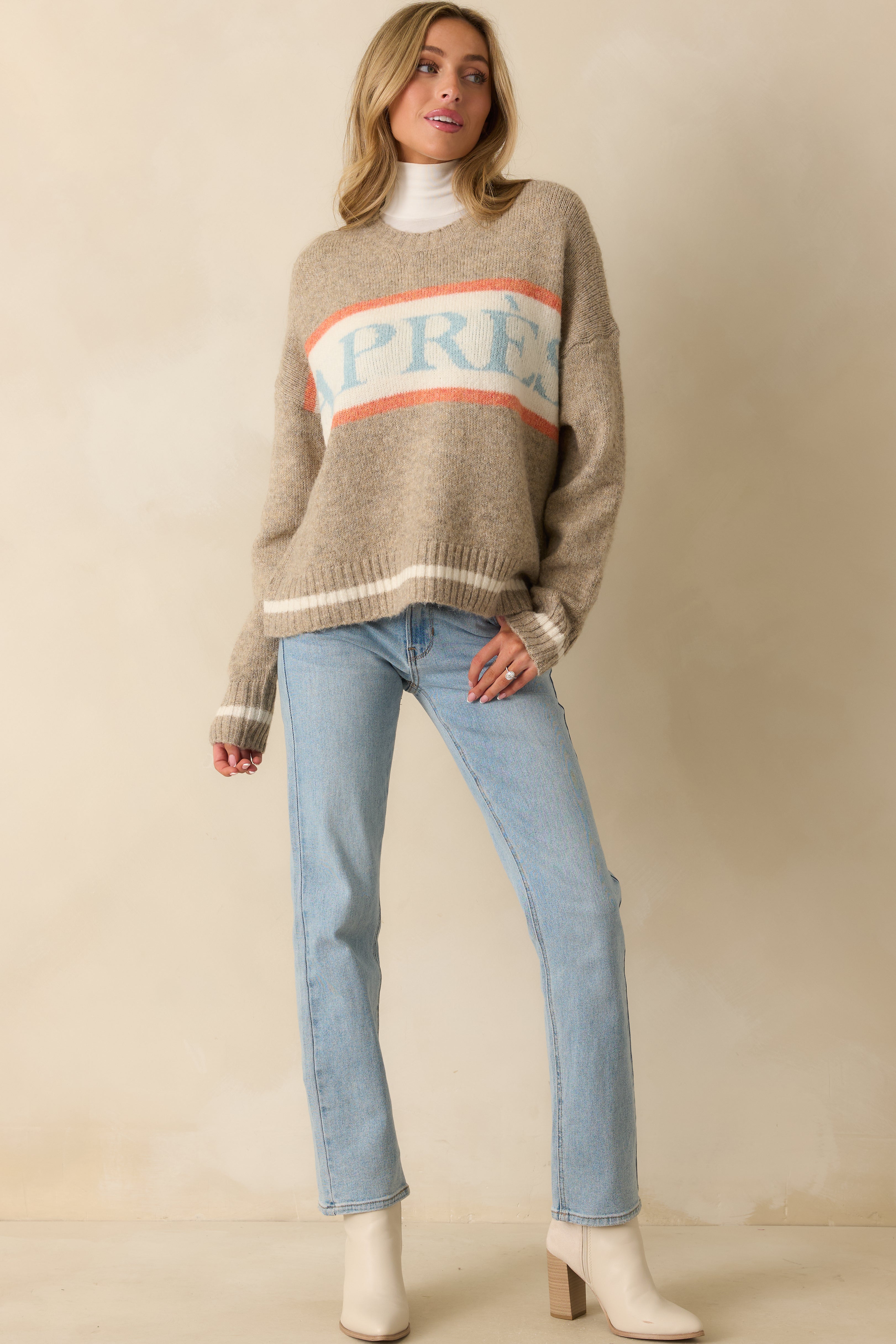 Off the Slopes Taupe Après Knit Pullover Sweater