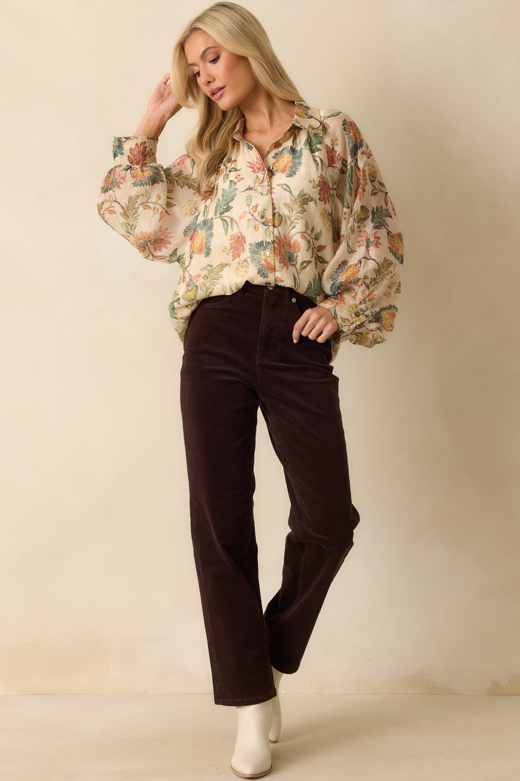 SPANXshape™ Truffle Brown Corduroy 90s Straight Leg Jeans