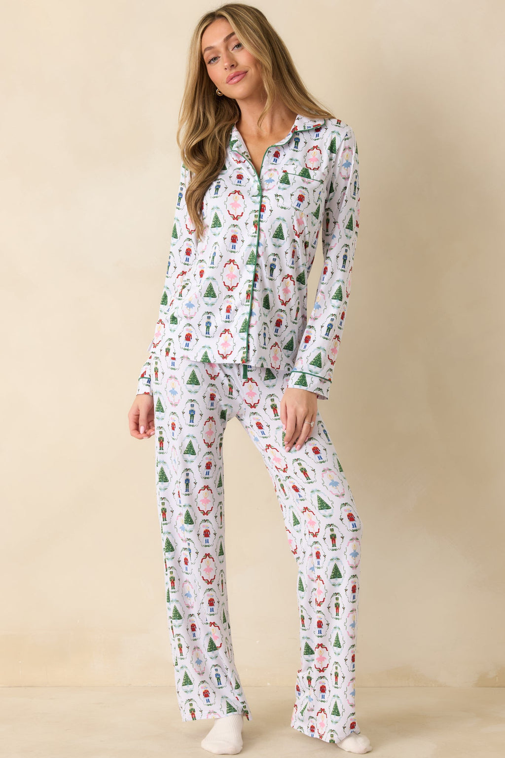 Holiday Brigade White Multi Nutcracker Pajama Pants