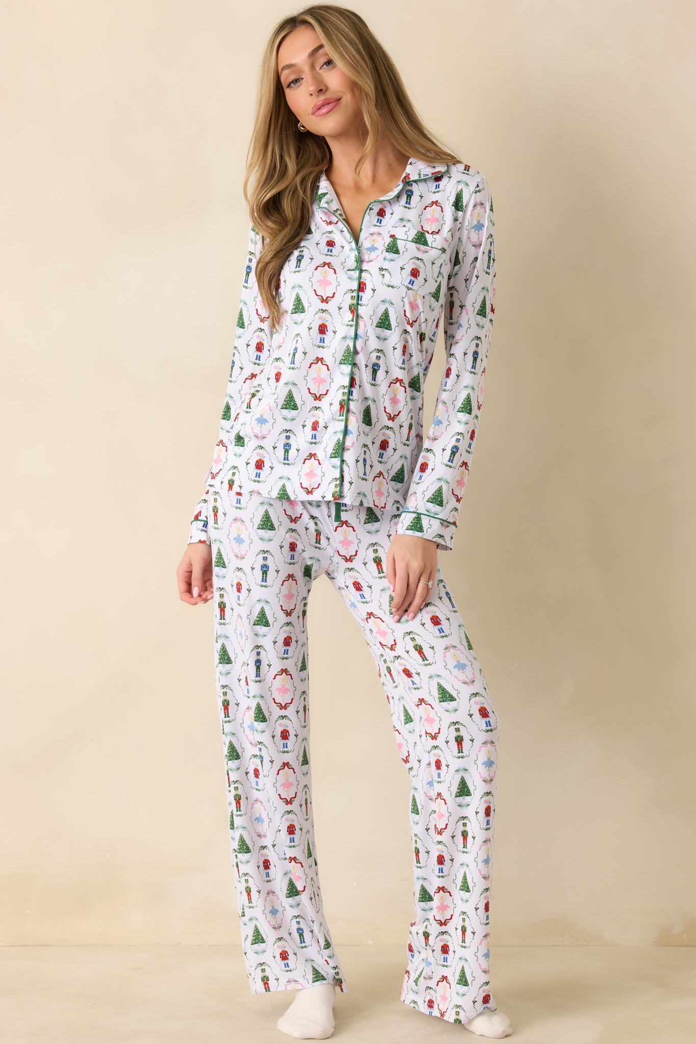 Holiday Brigade White Multi Nutcracker Pajama Pants
