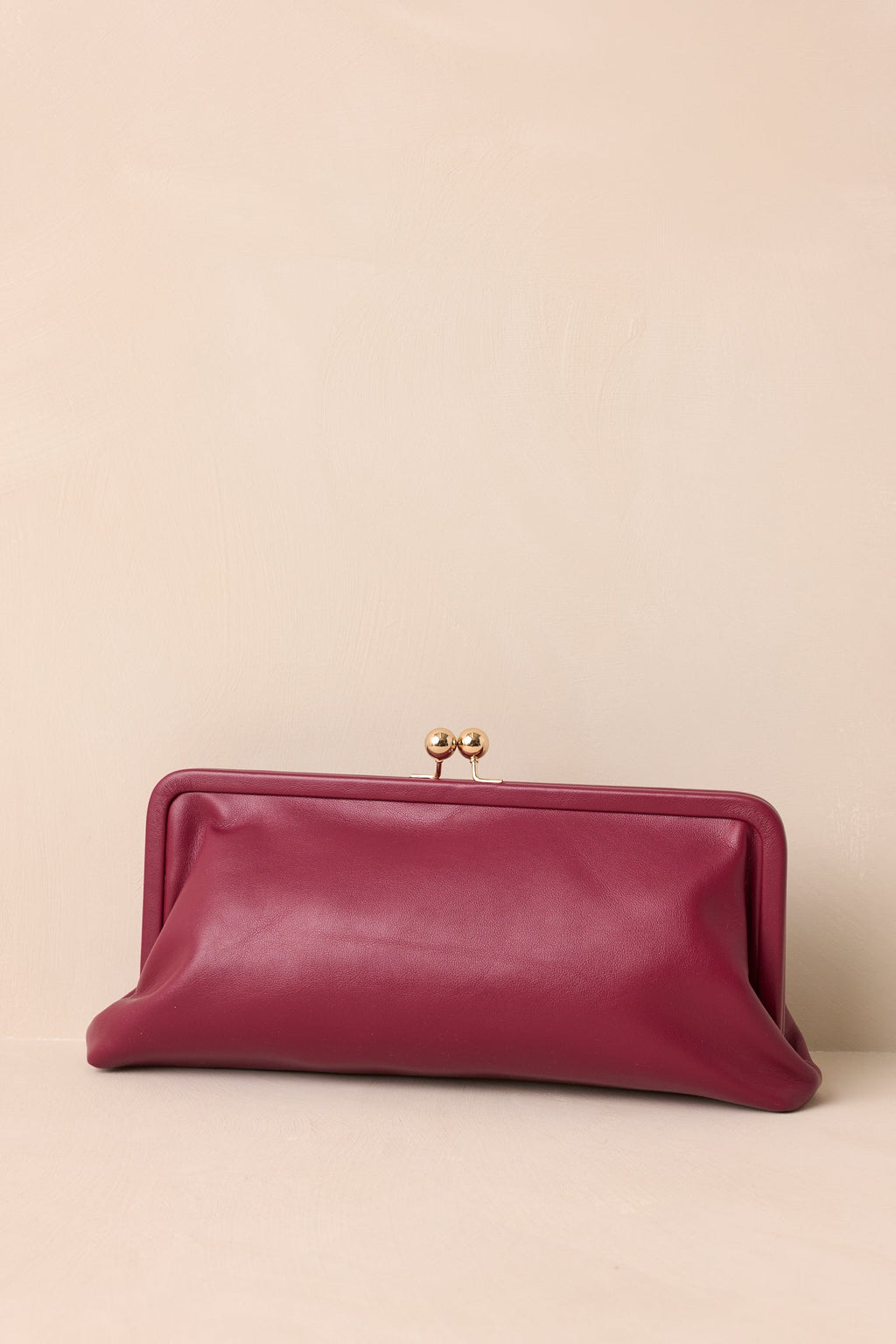 In Case You Missed It Burgundy Faux Leather Clutch Handbag