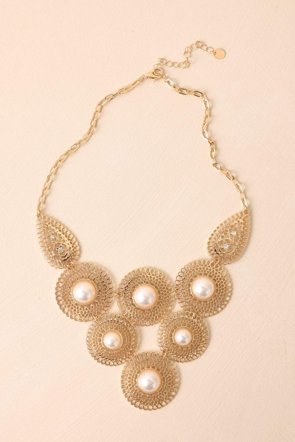 Like We Used To Gold Ivory Pearl Statement Necklace