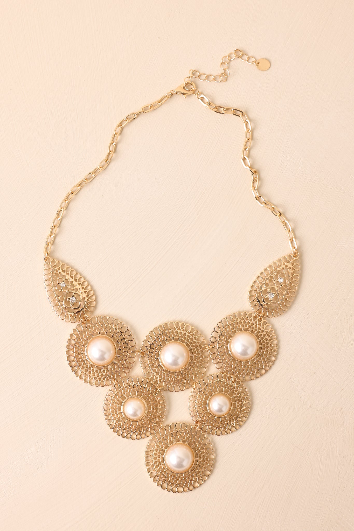 Like We Used To Gold Ivory Pearl Statement Necklace