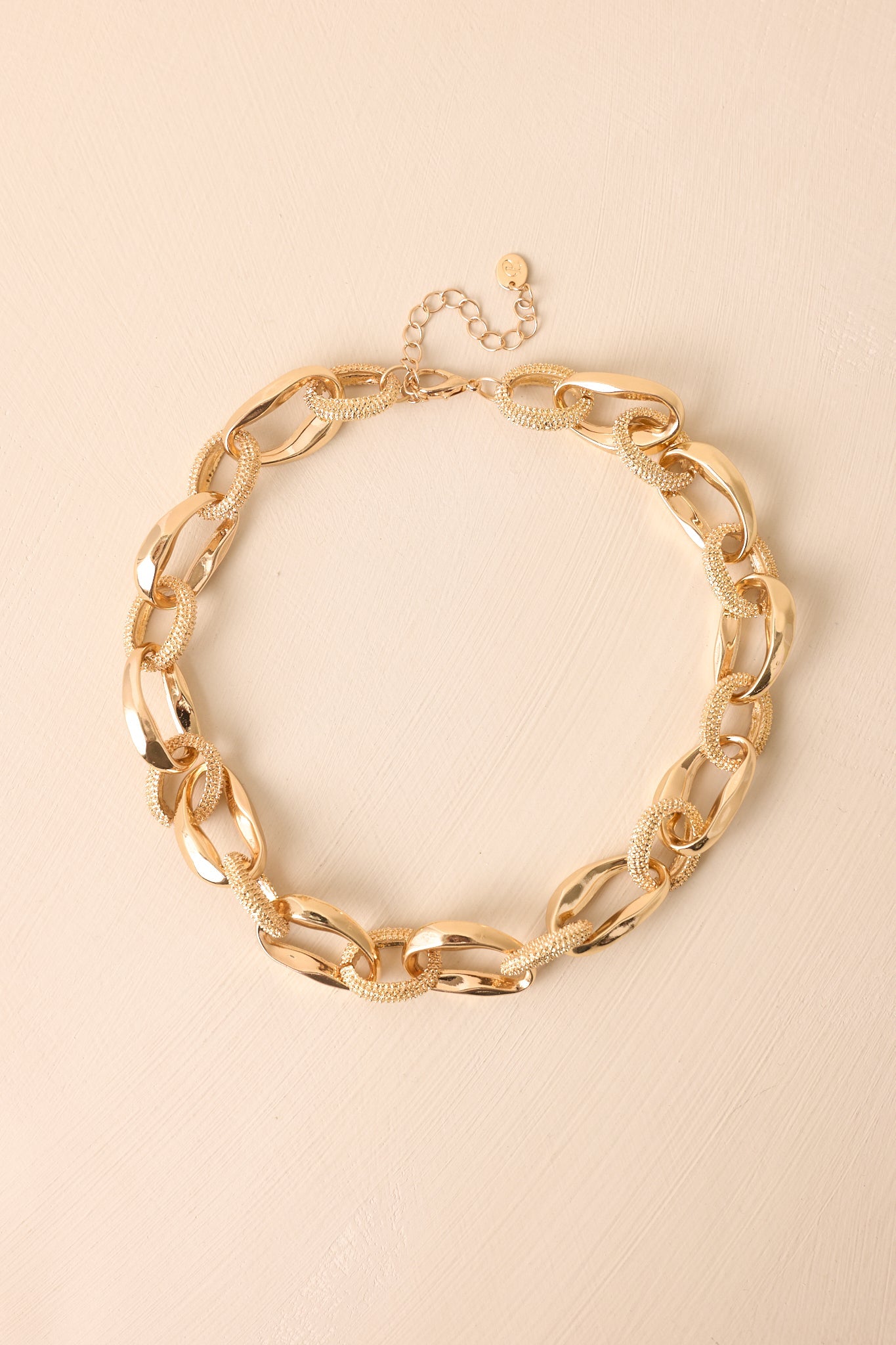 Take Your Chances Gold Textured Chain Link Necklace