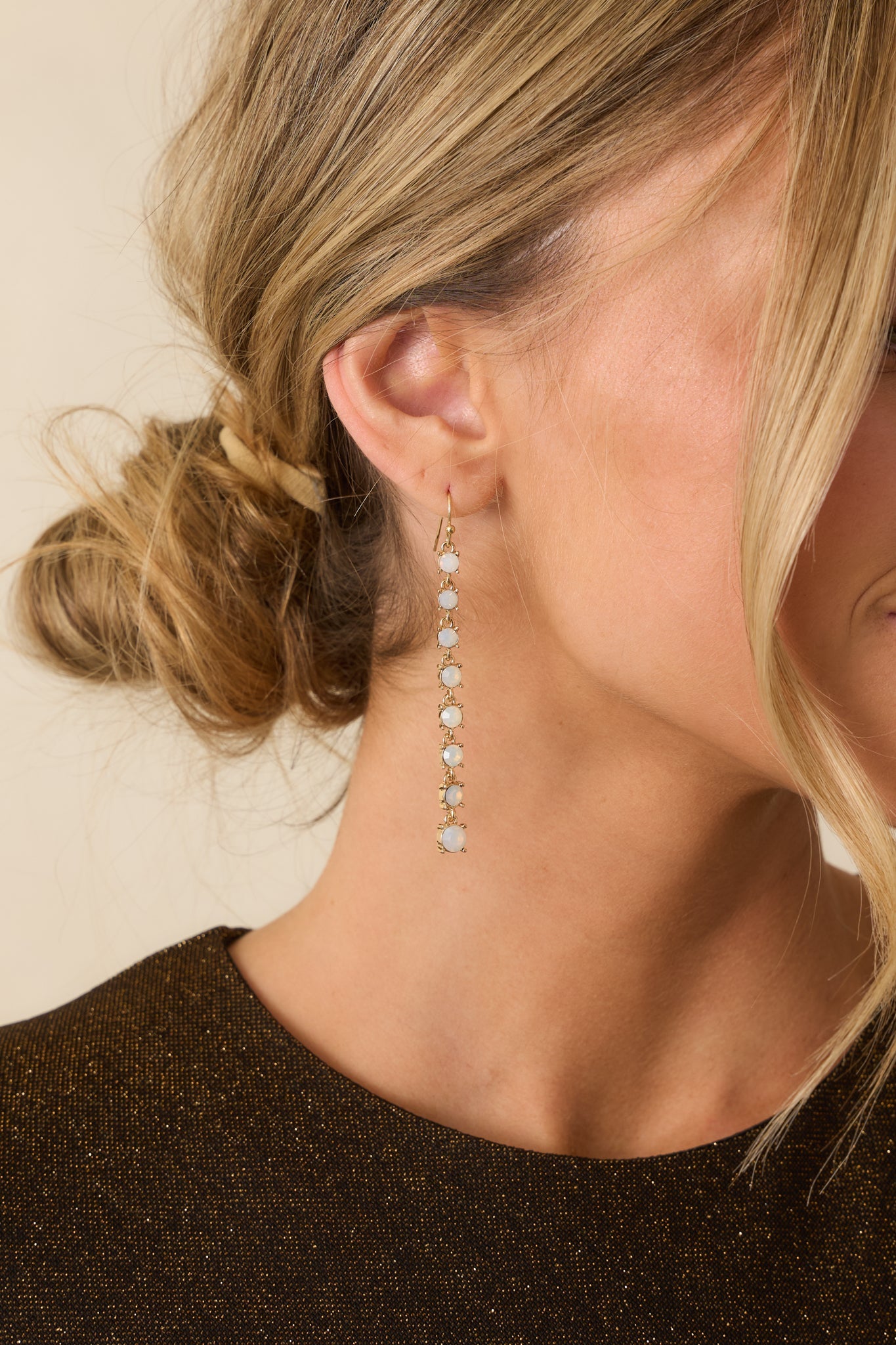 After Dusk Faux Opal Gold Drop Earrings