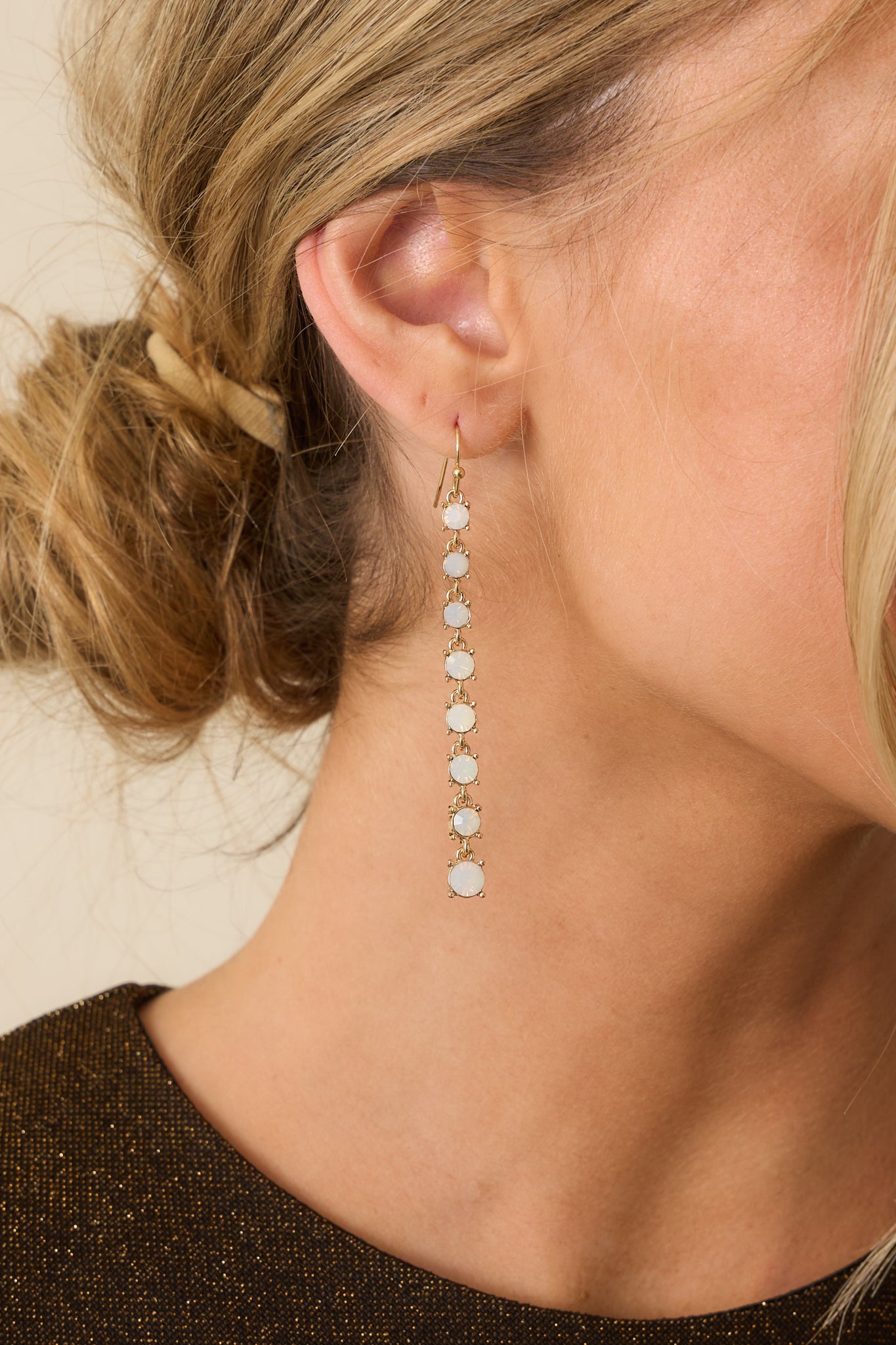 After Dusk Faux Opal Gold Drop Earrings