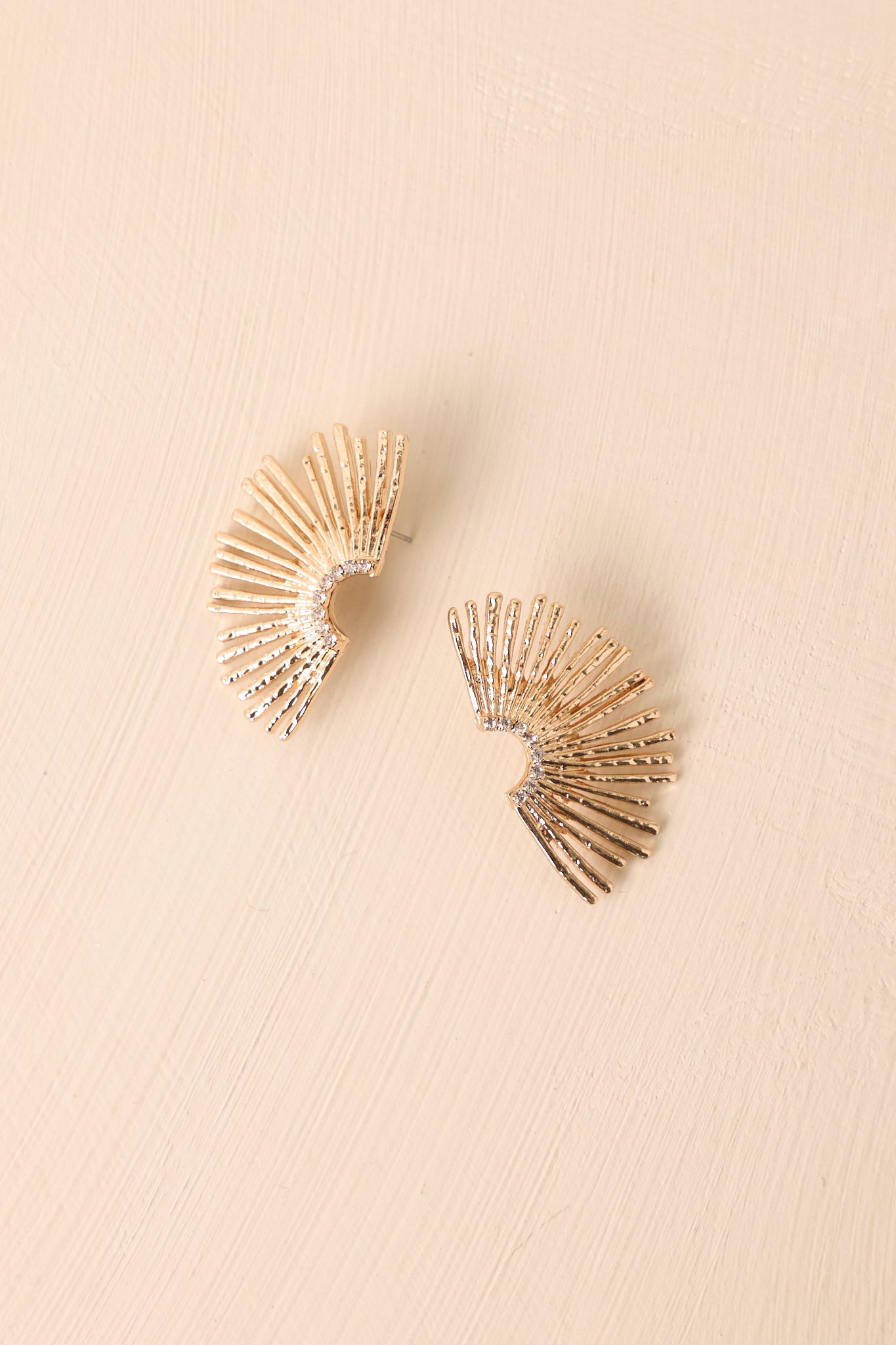 Don’t You Worry Gold Textured Sunburst Fan Earrings