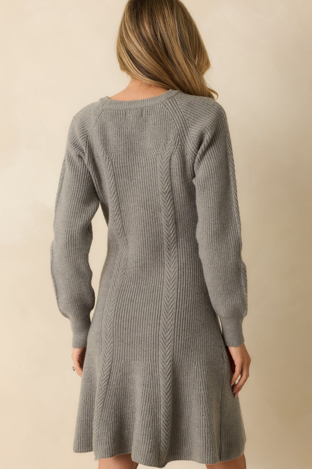 No Better Time Grey Ribbed Knit Sweater Mini Dress