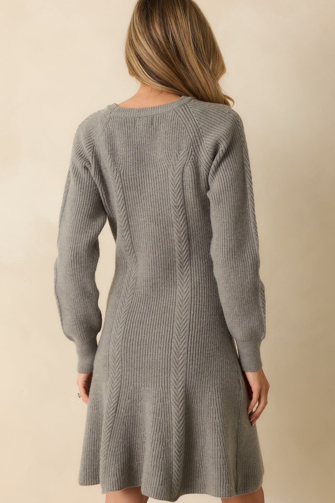 No Better Time Grey Ribbed Knit Sweater Mini Dress