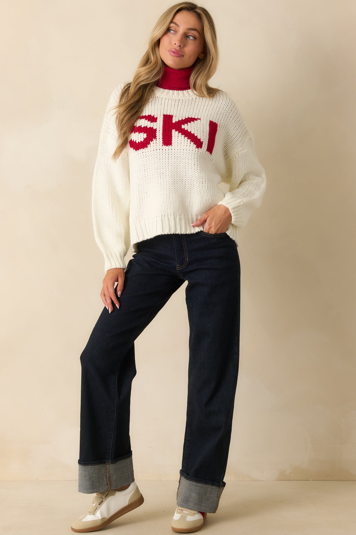 Apres All Day Ivory Knit Ski Sweater