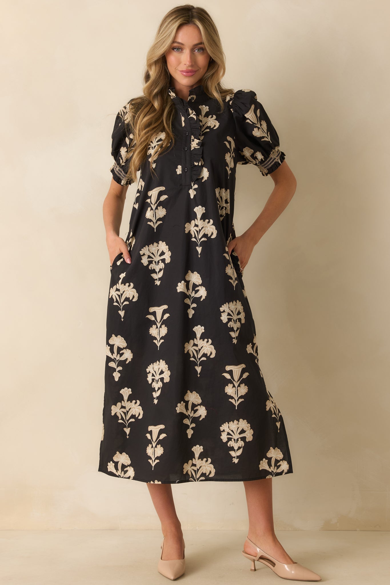To Say The Least Black Floral Print Cotton Maxi Dress