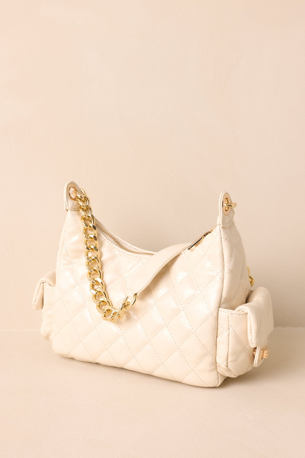 Little Something Extra Ivory Faux Leather Quilted Handbag