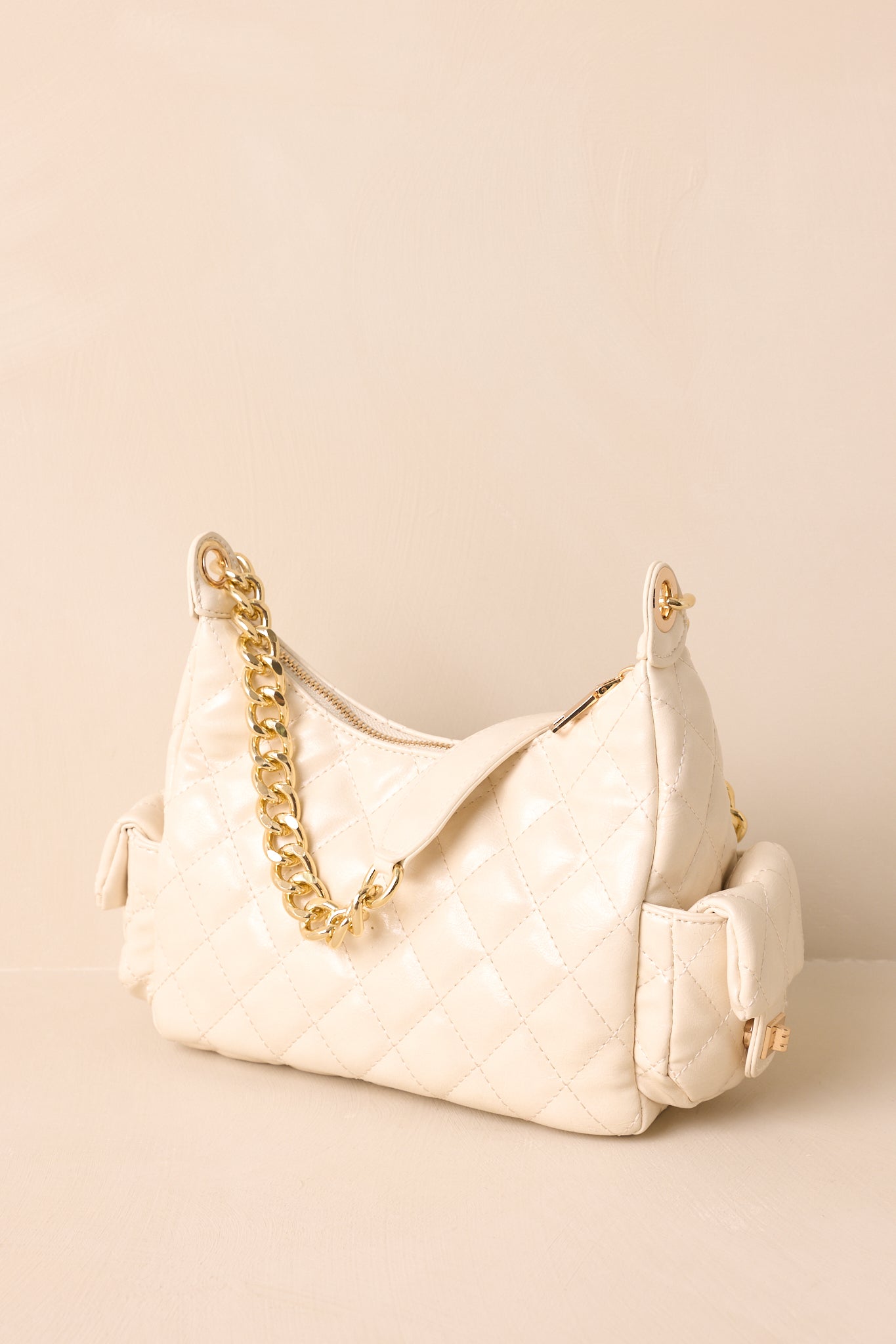 Little Something Extra Ivory Faux Leather Quilted Handbag