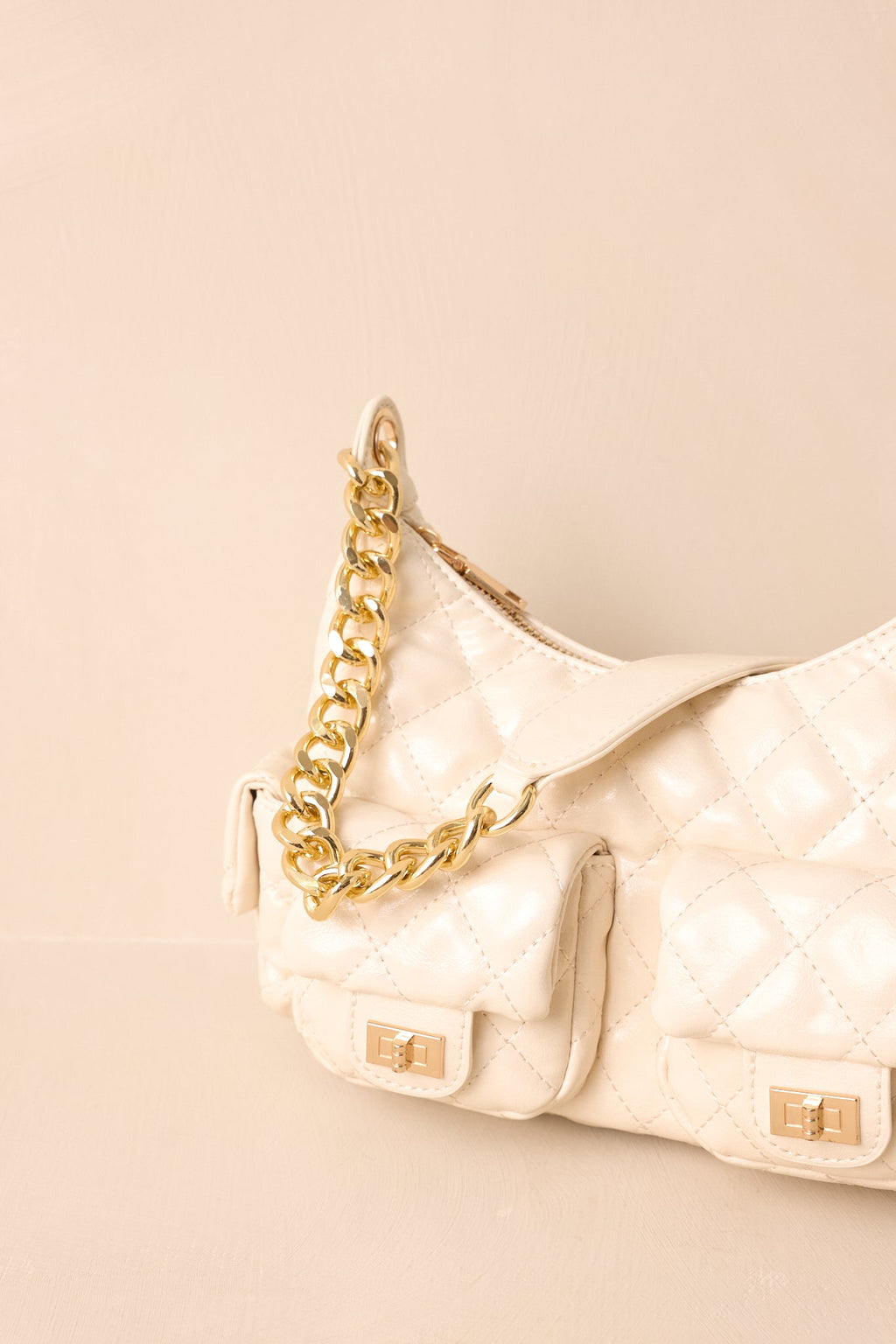 Little Something Extra Ivory Faux Leather Quilted Handbag