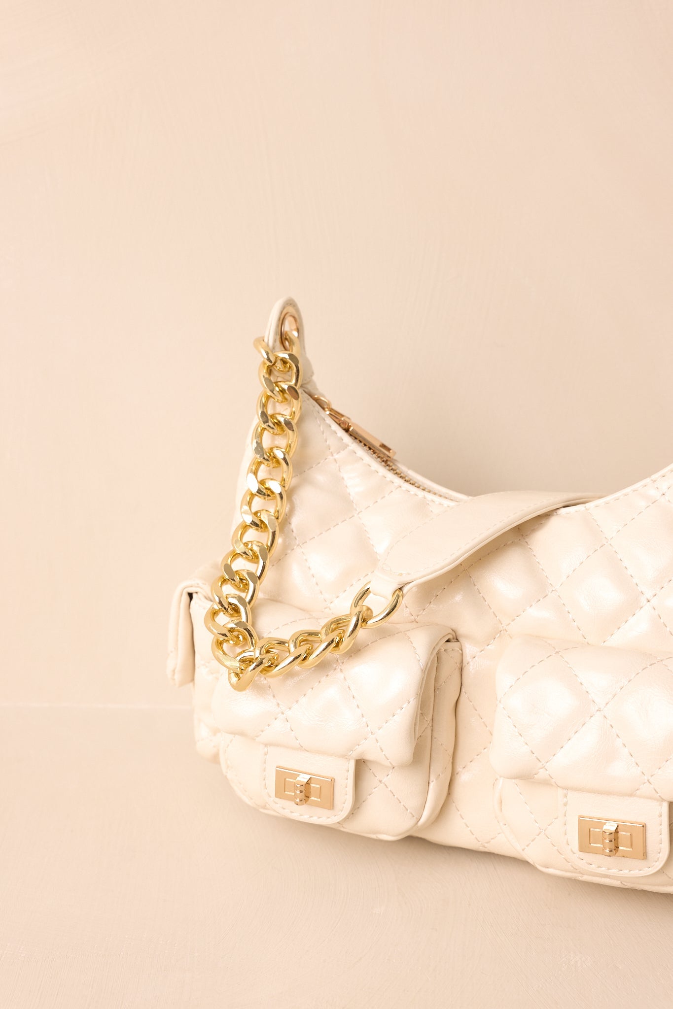 Little Something Extra Ivory Faux Leather Quilted Handbag