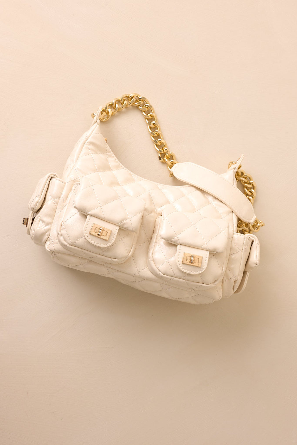 Little Something Extra Ivory Faux Leather Quilted Handbag