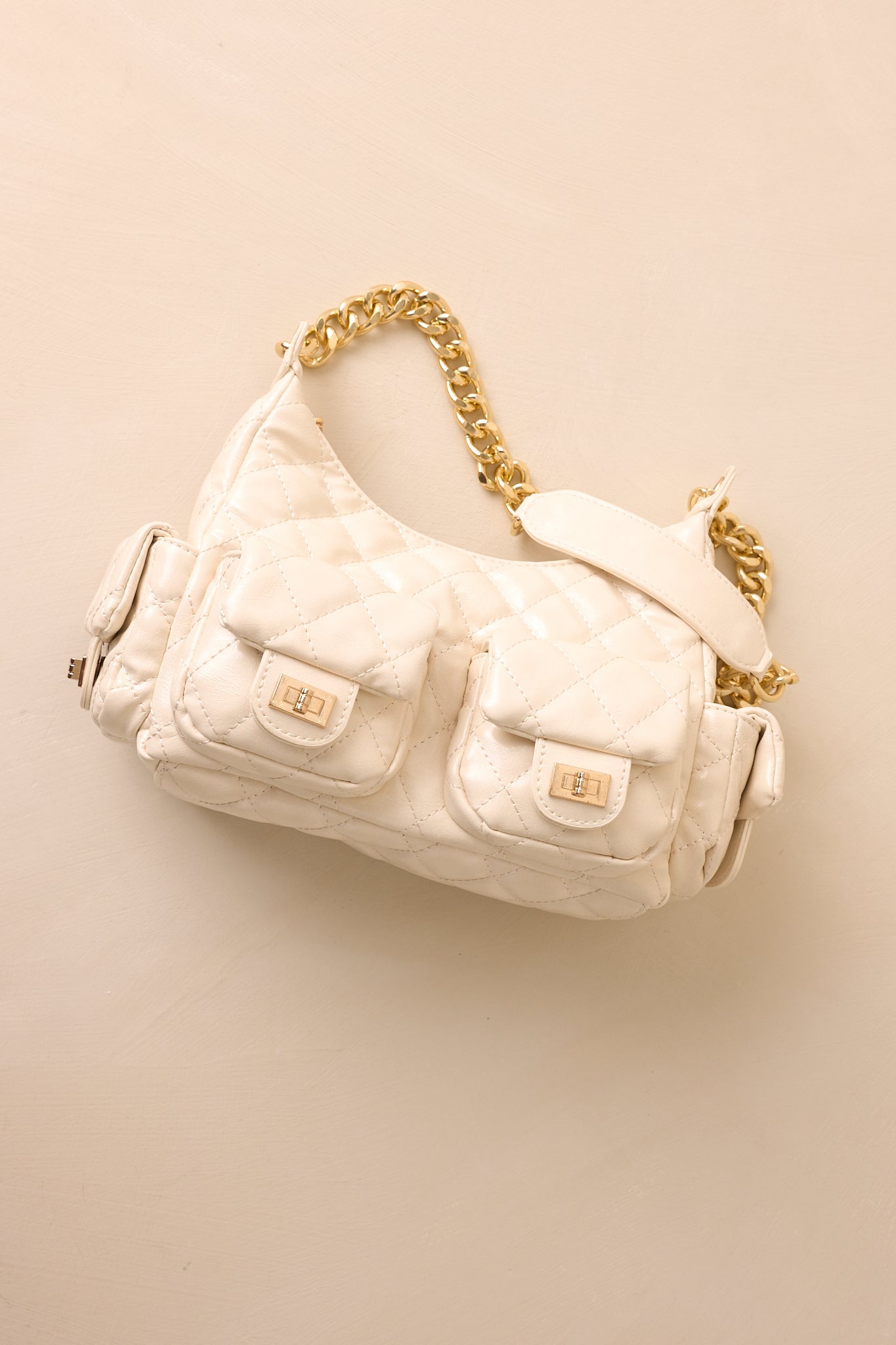 Little Something Extra Ivory Faux Leather Quilted Handbag