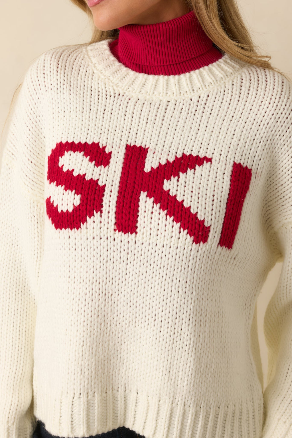 Apres All Day Ivory Knit Ski Sweater