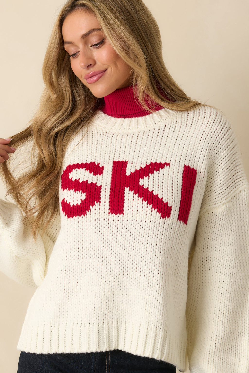 Apres All Day Ivory Knit Ski Sweater