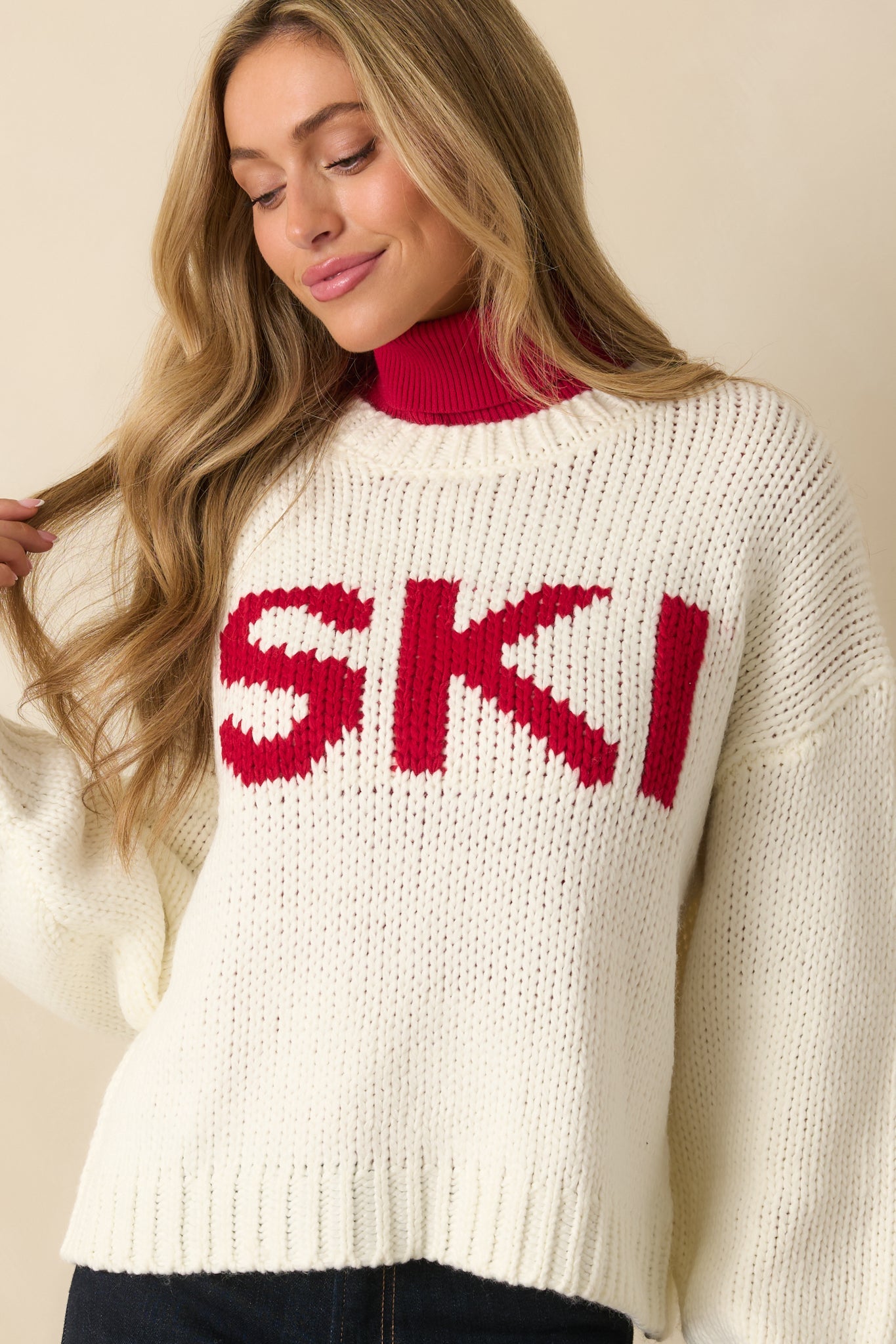 Apres All Day Ivory Knit Ski Sweater