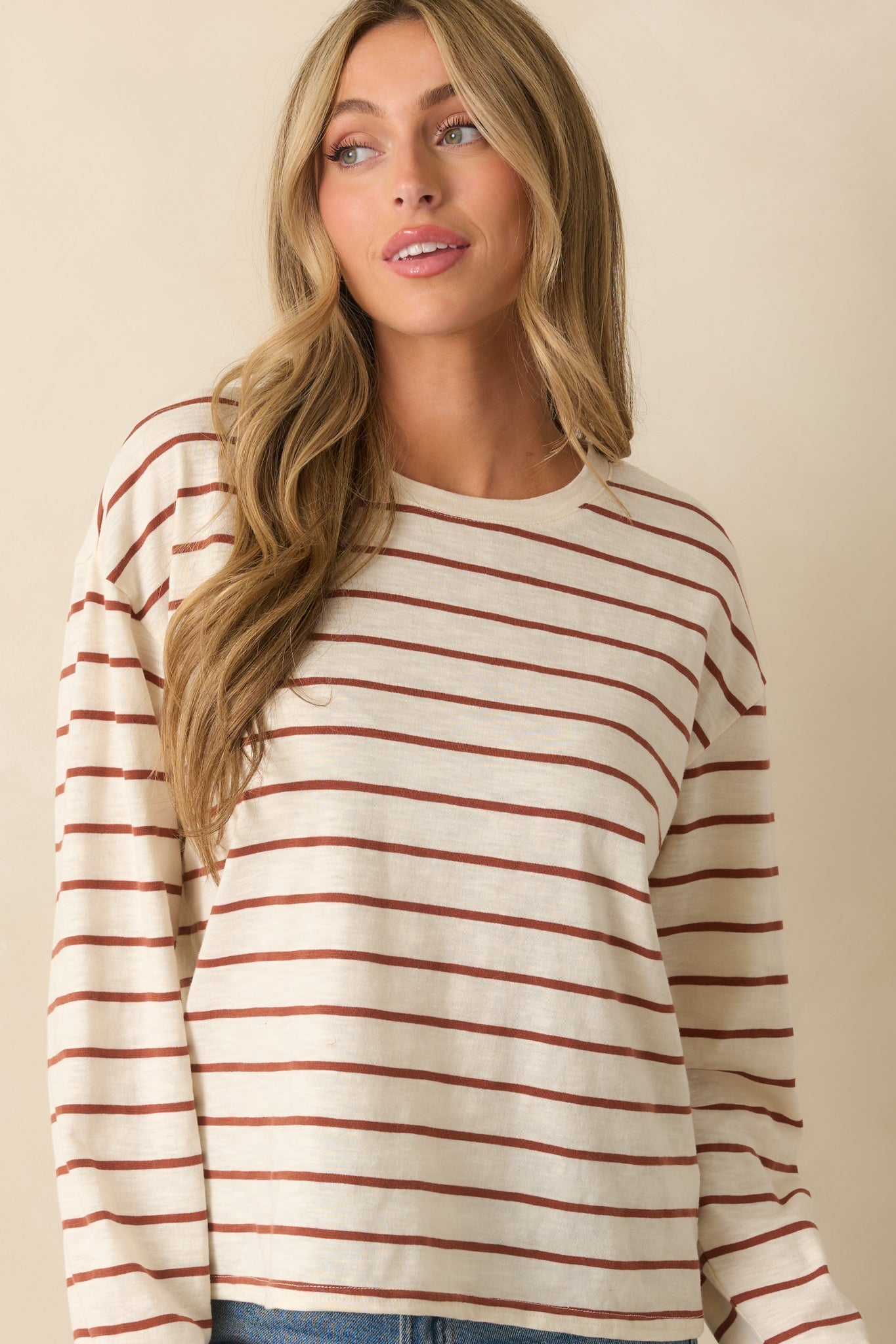 Thread & Supply Cinnamon Brown Stripe Nellie Top