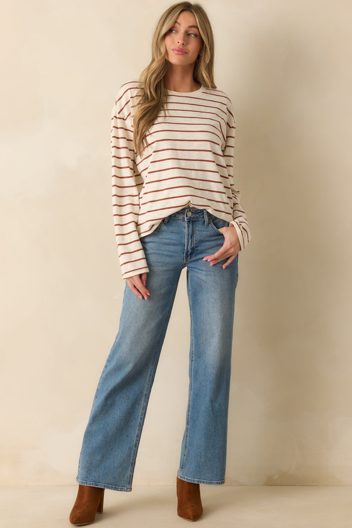 Thread & Supply Cinnamon Brown Stripe Nellie Top