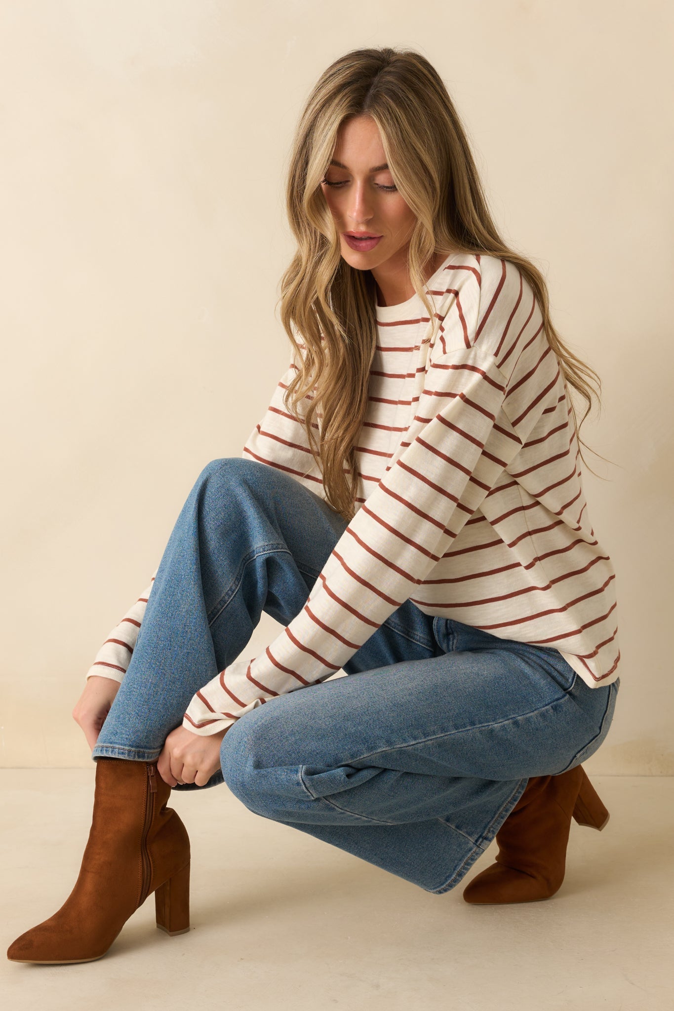 Thread & Supply Cinnamon Brown Stripe Nellie Top