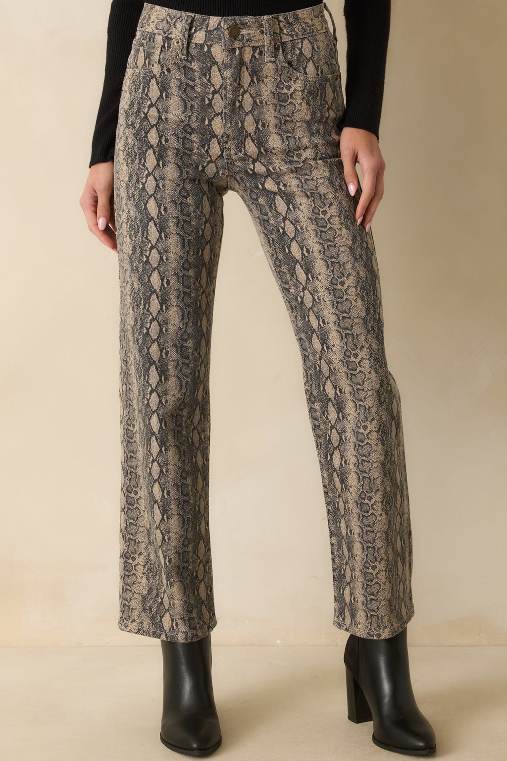 Made For Days Like This Tan Snakeskin Cotton Stretch Jeans