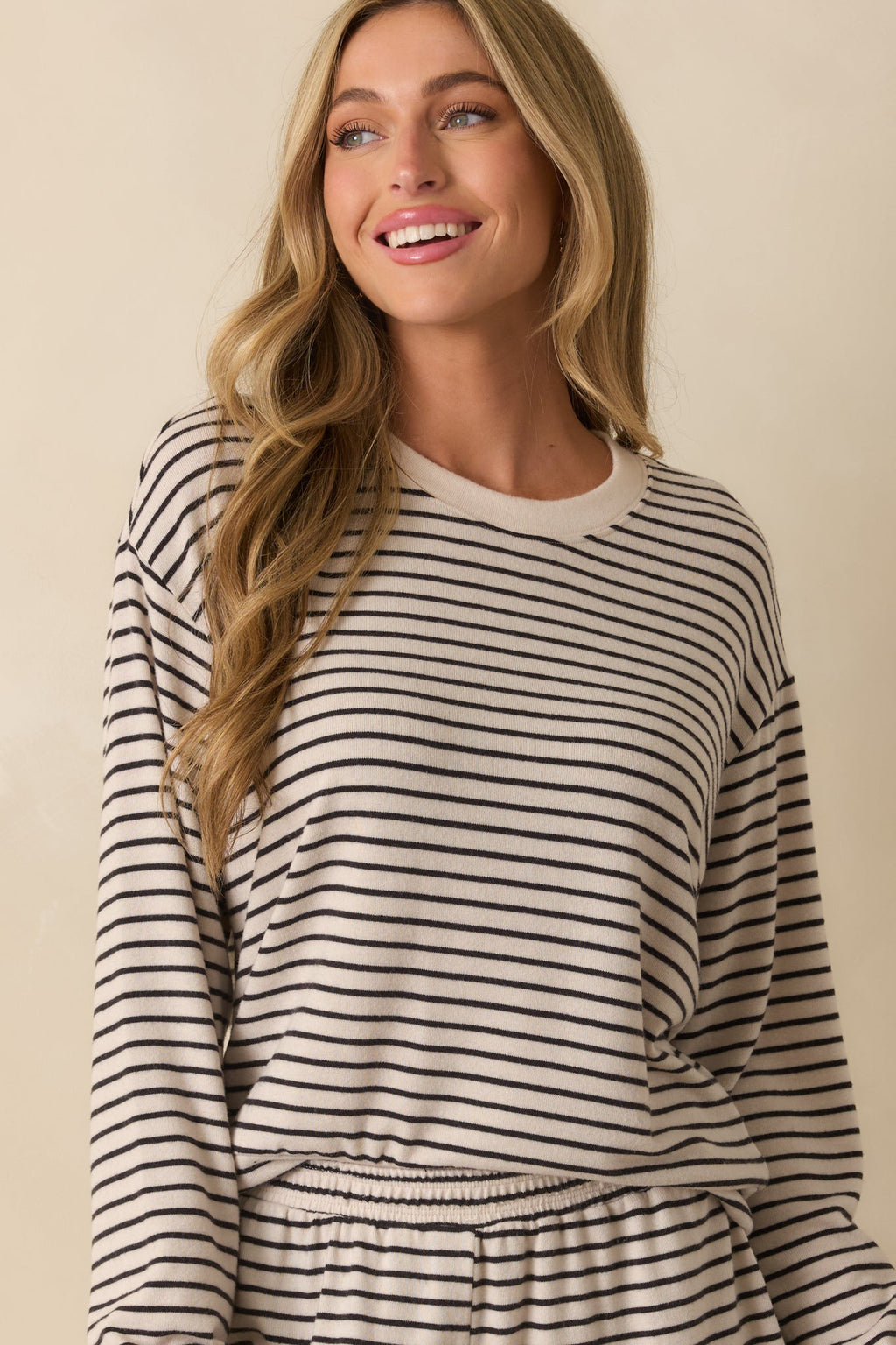 Z Supply Ivory Luxe Striped Long Sleeve Tee
