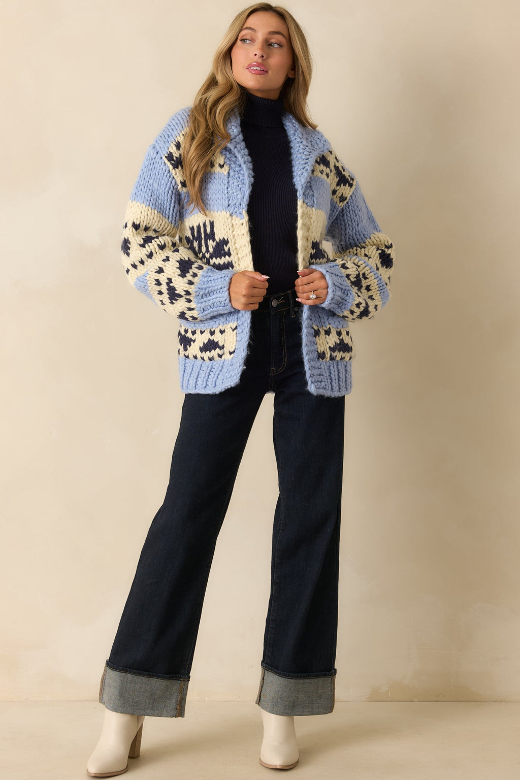 All Knit Together Blue Multi Chunky Knit Cardigan