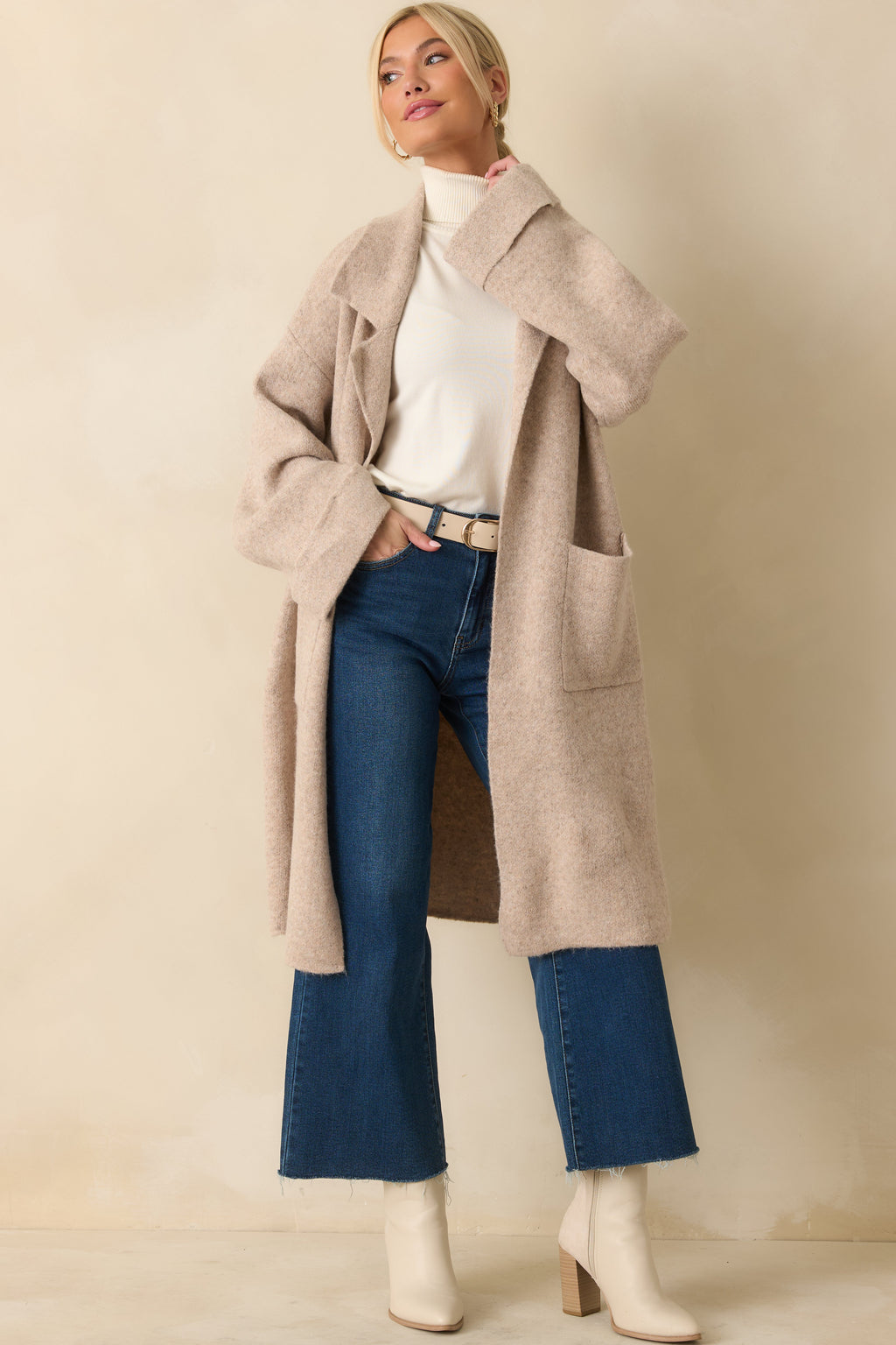 Softly Stated Oatmeal Knit Longline Cardigan