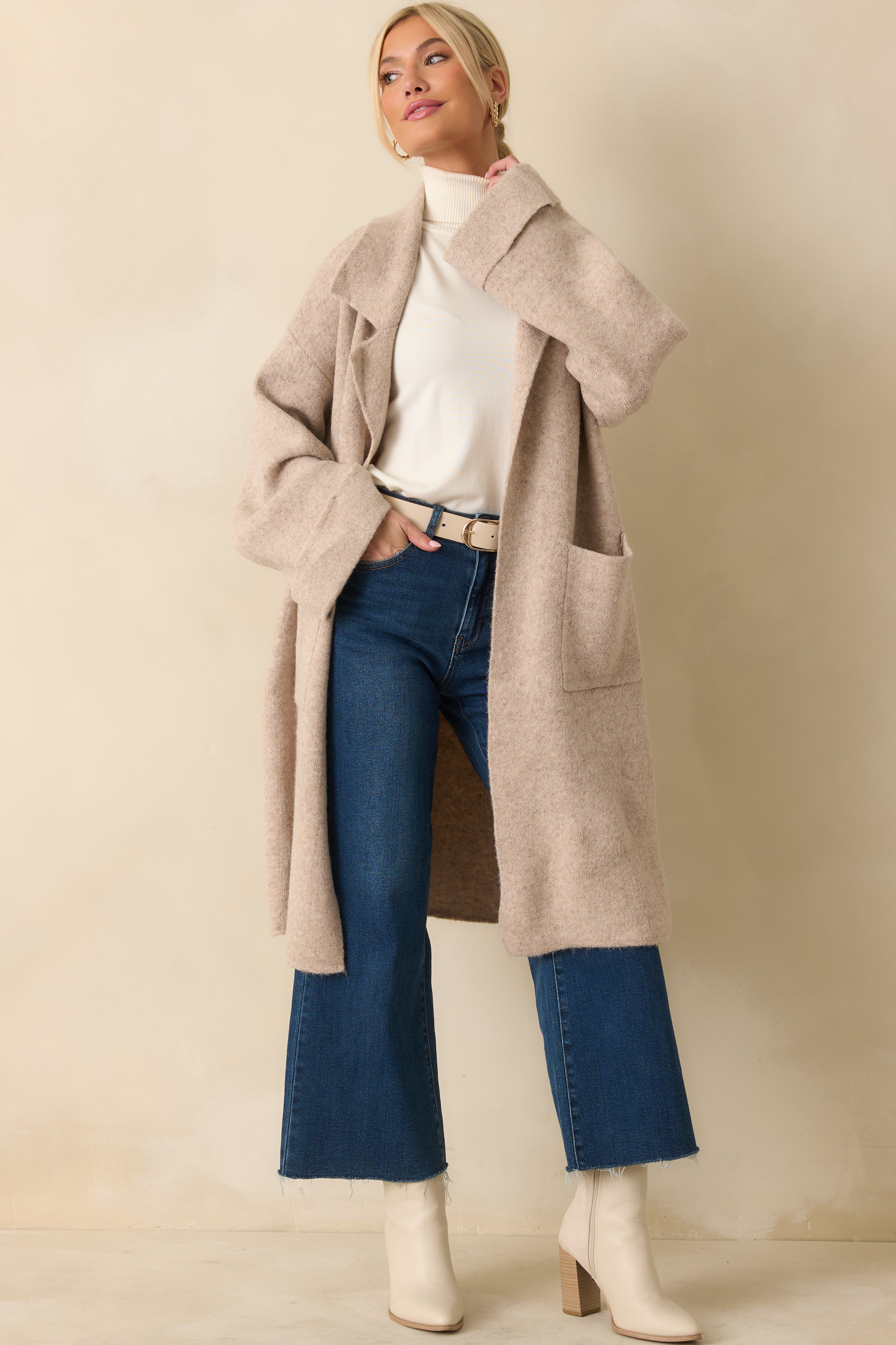 Softly Stated Oatmeal Knit Longline Cardigan