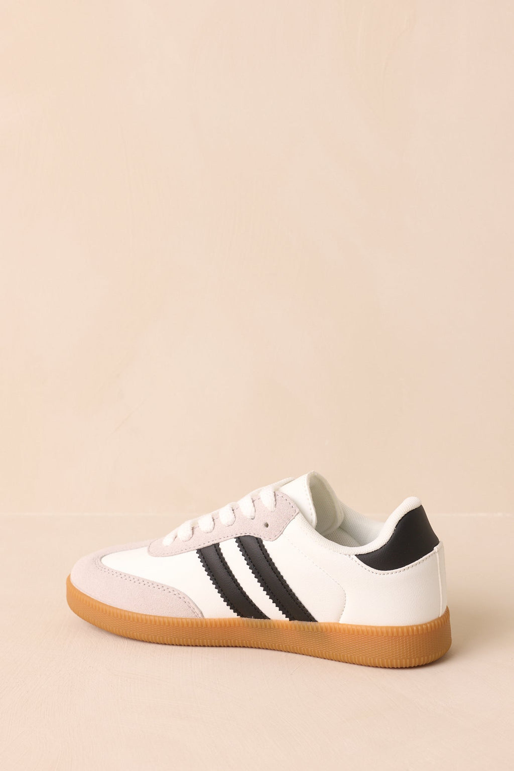Bring The Good Vibes White Faux Leather Lace-Up Sneakers