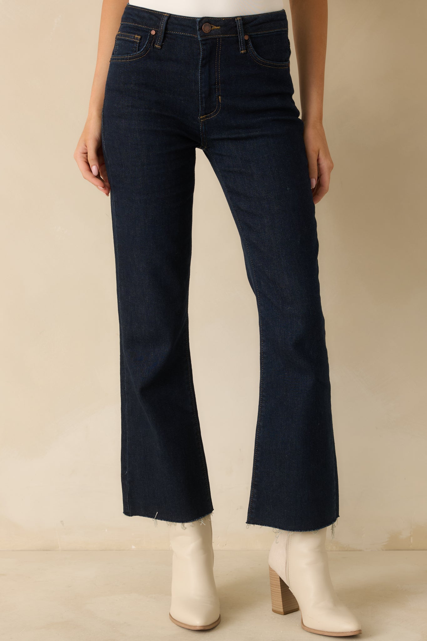 Power Curve Dark Wash Cropped Flare Jeans