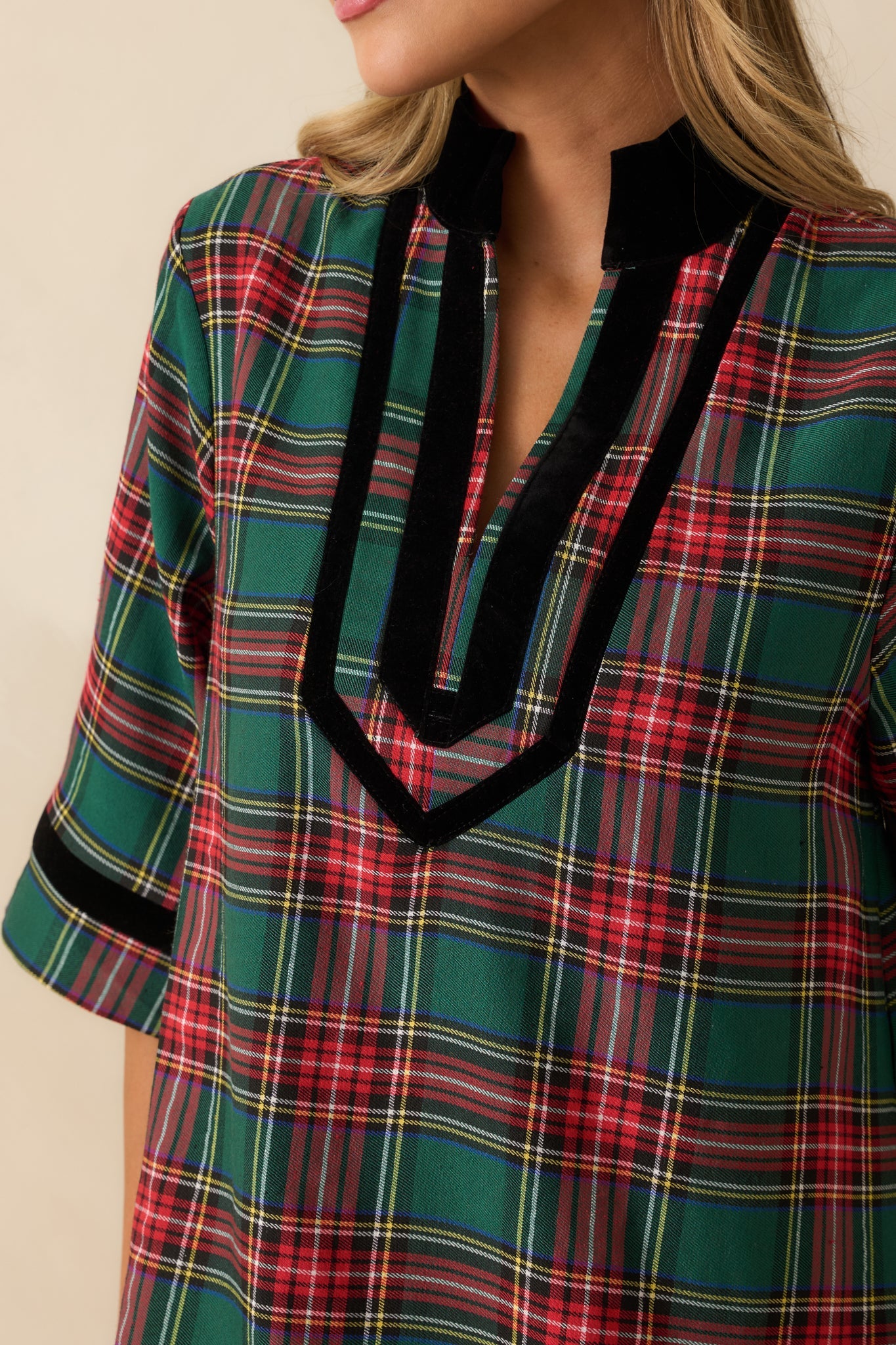 New Traditions Green Plaid Mini Dress