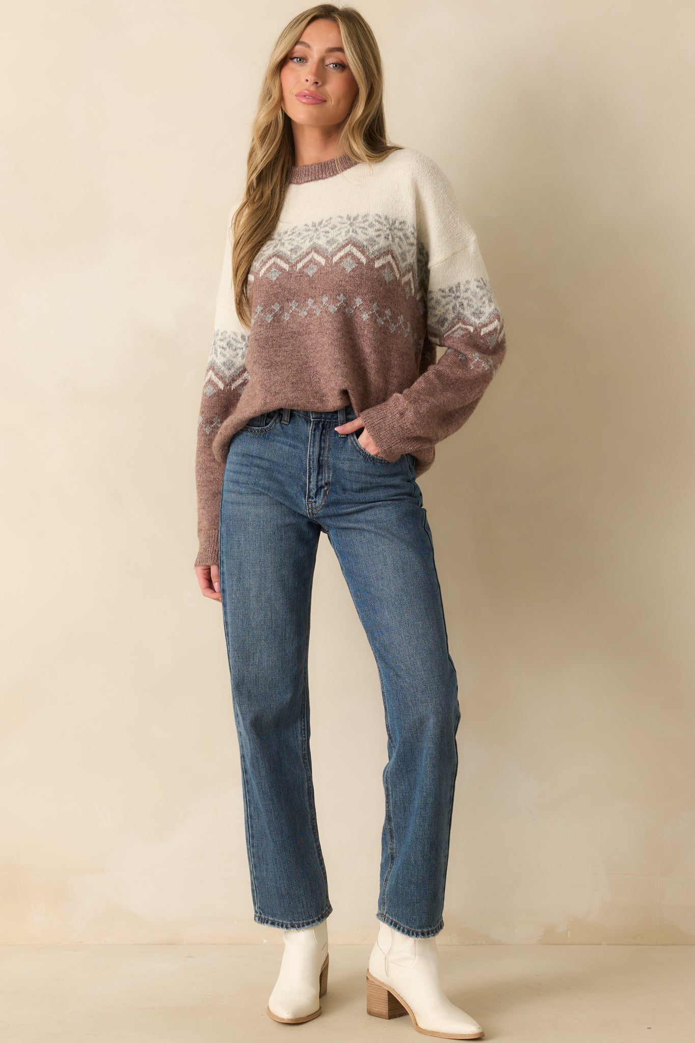Make Yourself At Home Mauve Multi Knit Sweater