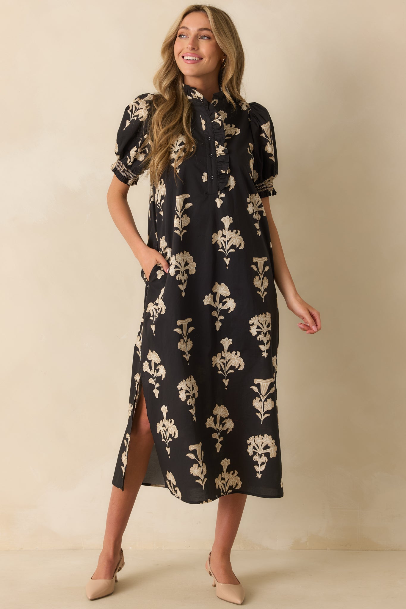 To Say The Least Black Floral Print Cotton Maxi Dress
