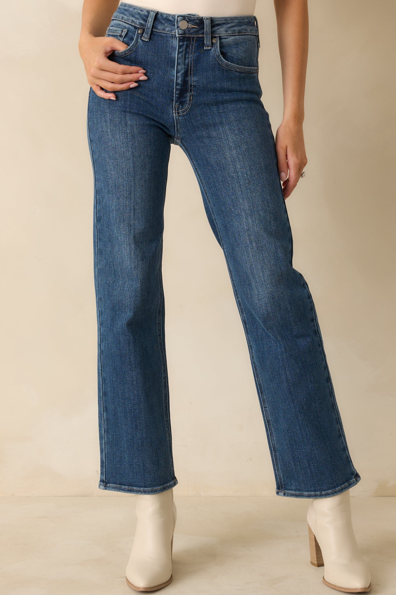 The Daily Edit Medium Wash Straight Leg Jeans