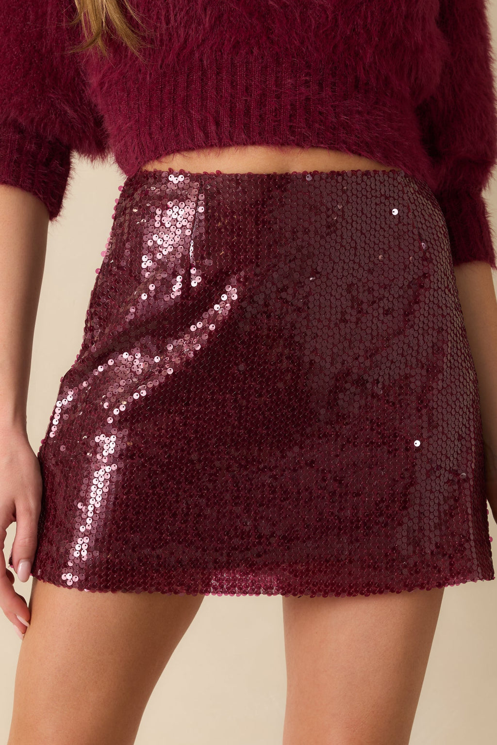 MINKPINK Agnes Wine Purple Sequin Mini Skirt