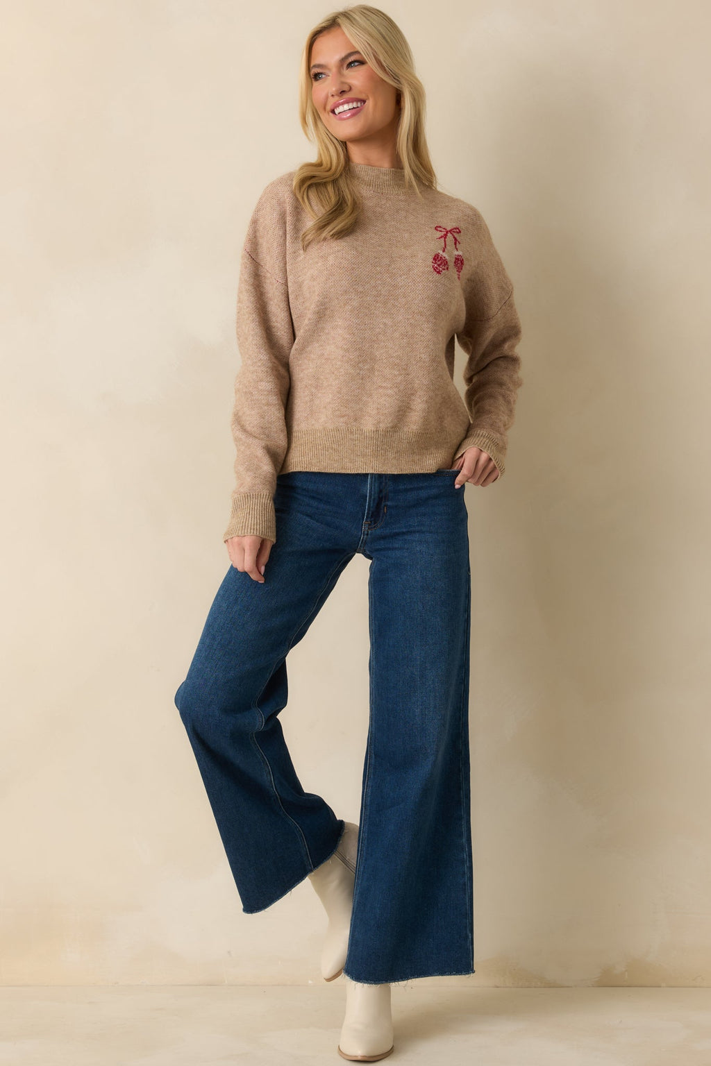 Getting The Warm Fuzzies Mocha Embroidered Mitten Sweater