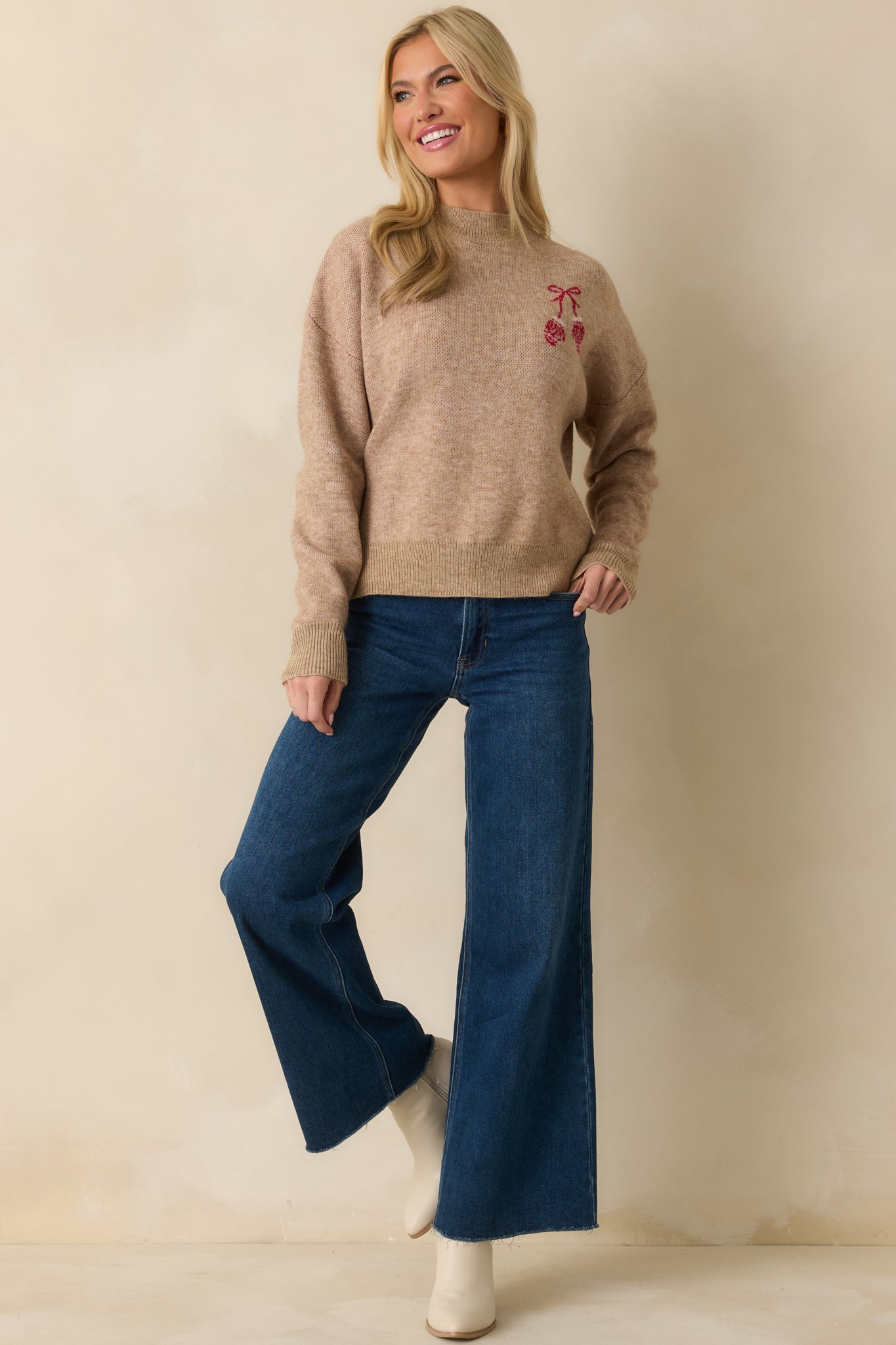 Getting The Warm Fuzzies Mocha Embroidered Mitten Sweater