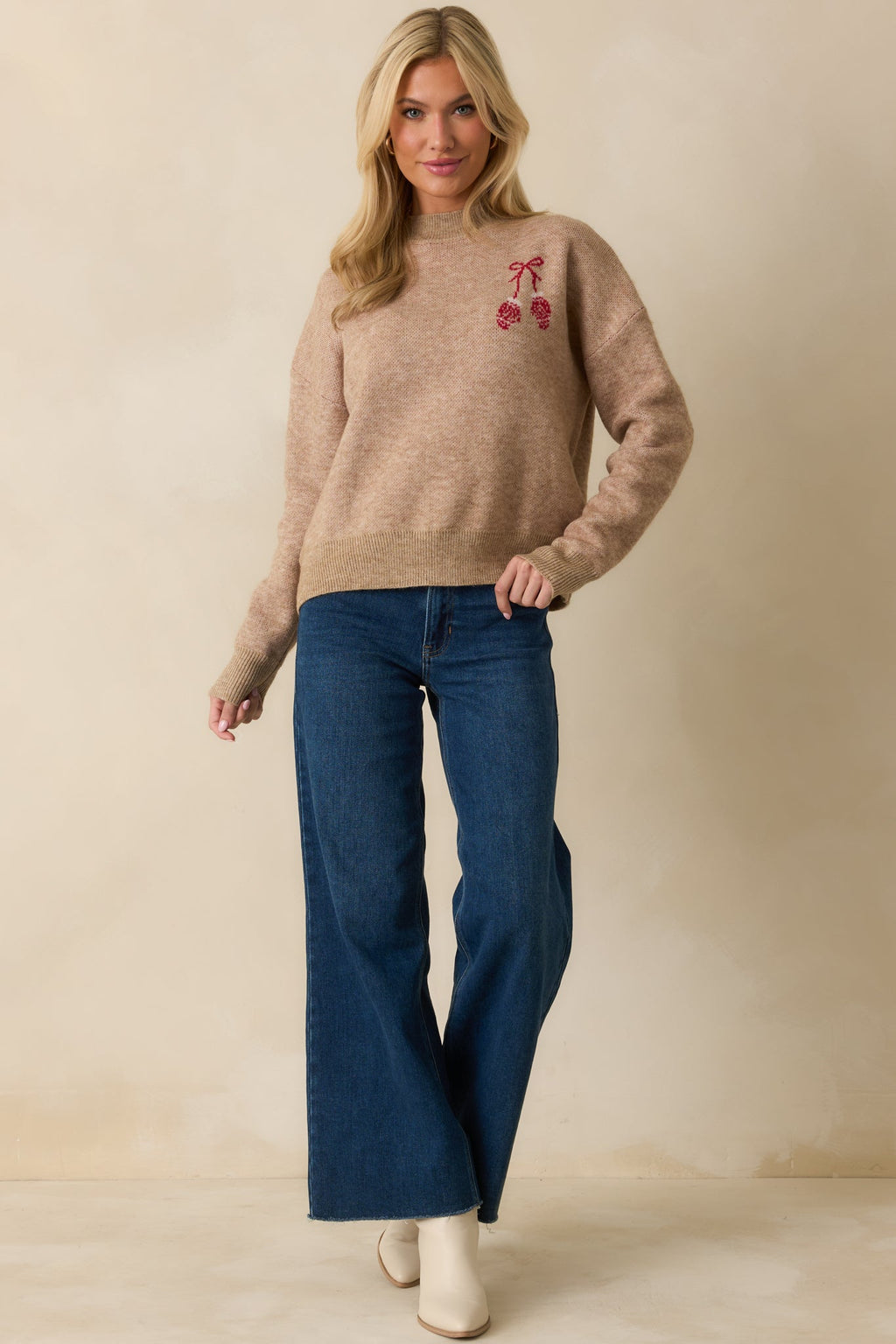 Getting The Warm Fuzzies Mocha Embroidered Mitten Sweater