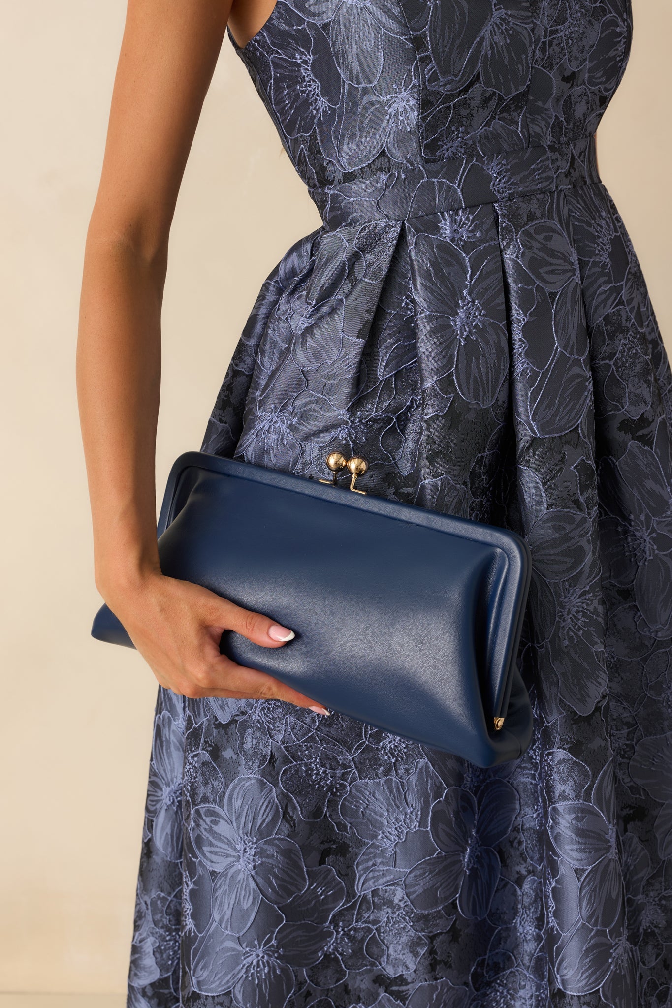 In Case You Missed It Navy Faux Leather Clutch Handbag