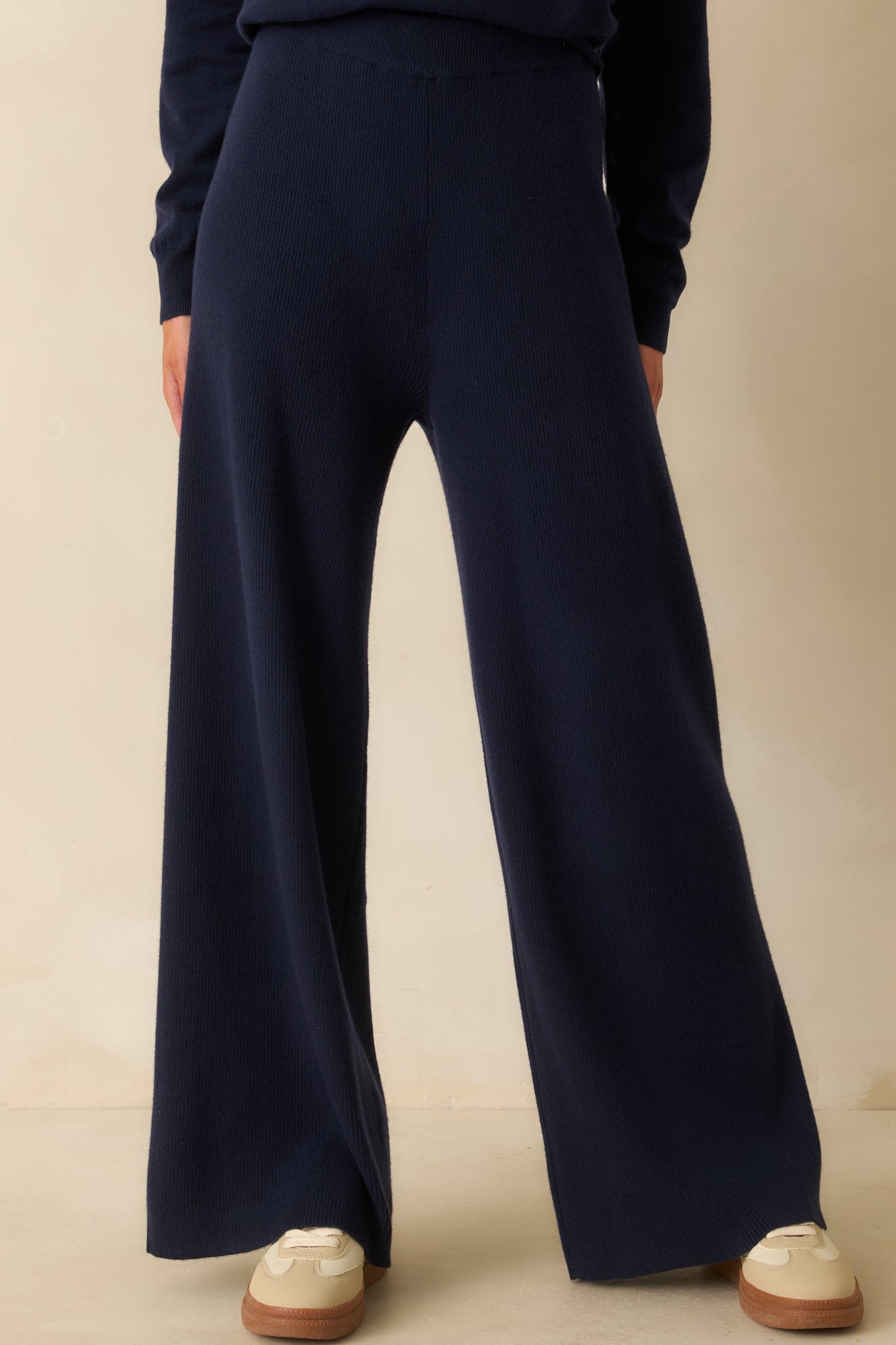 FRNCH Navy Blue Cosse Knit Pants